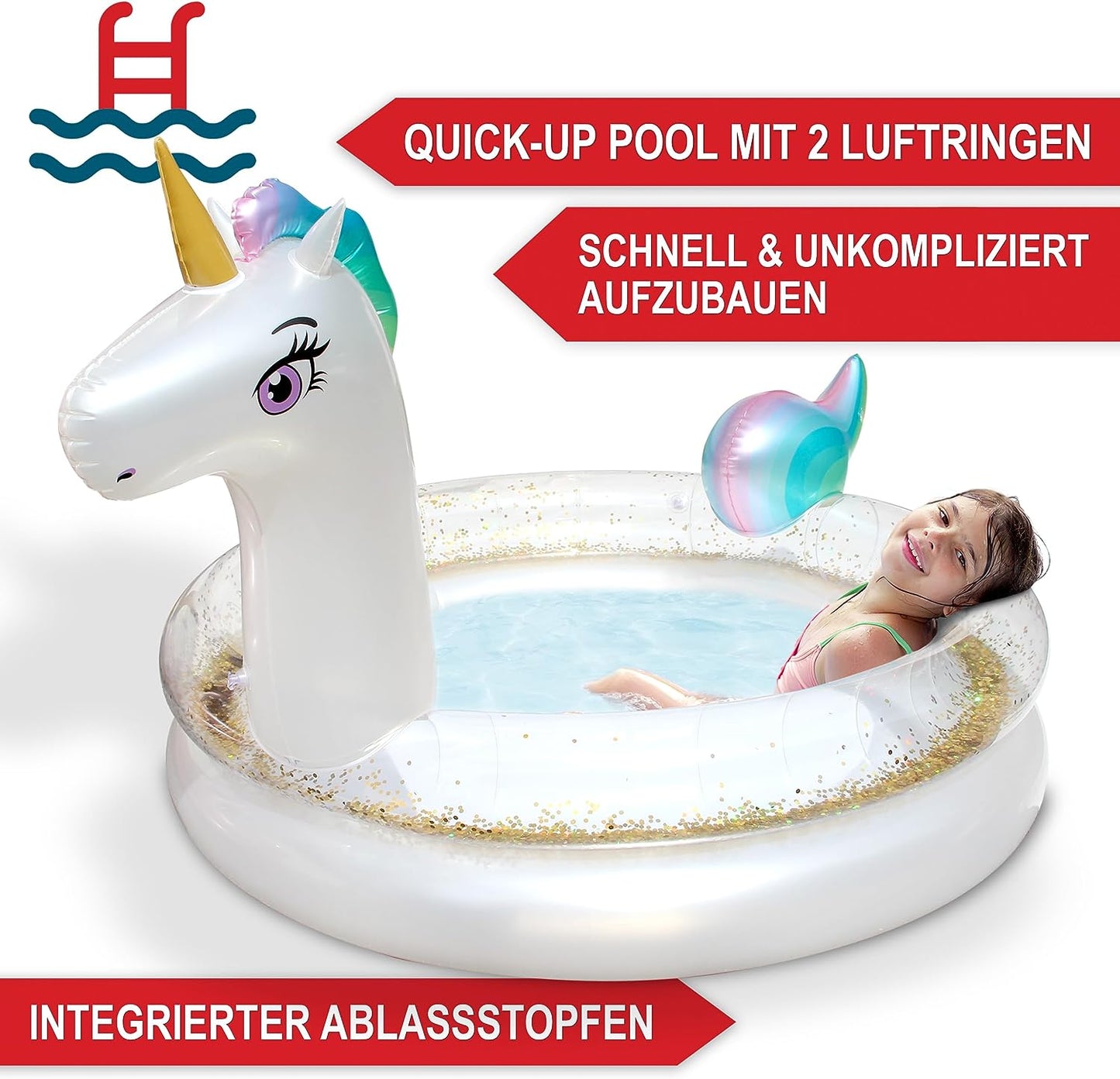 Einhorn Pool Spielzeug Schwimmtier Aufblasbar Badetier