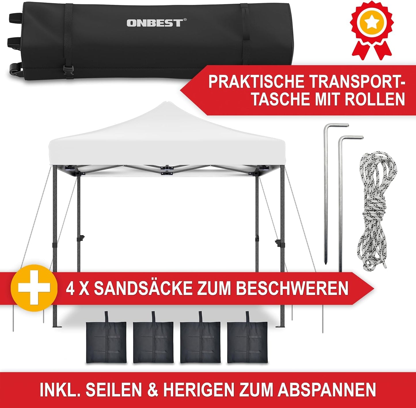 Pavillon Partyzelt Weiss Garten 3 x 3 Meter