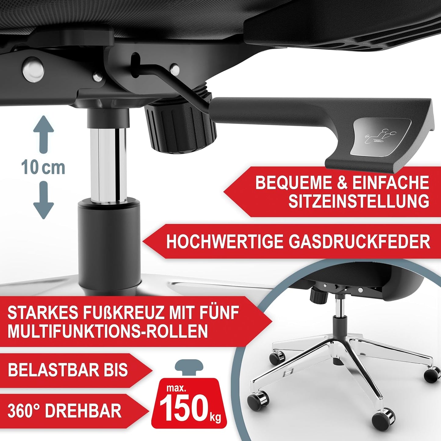 Bürostuhl PC Stuhl Schreibtischstuhl Schwarz