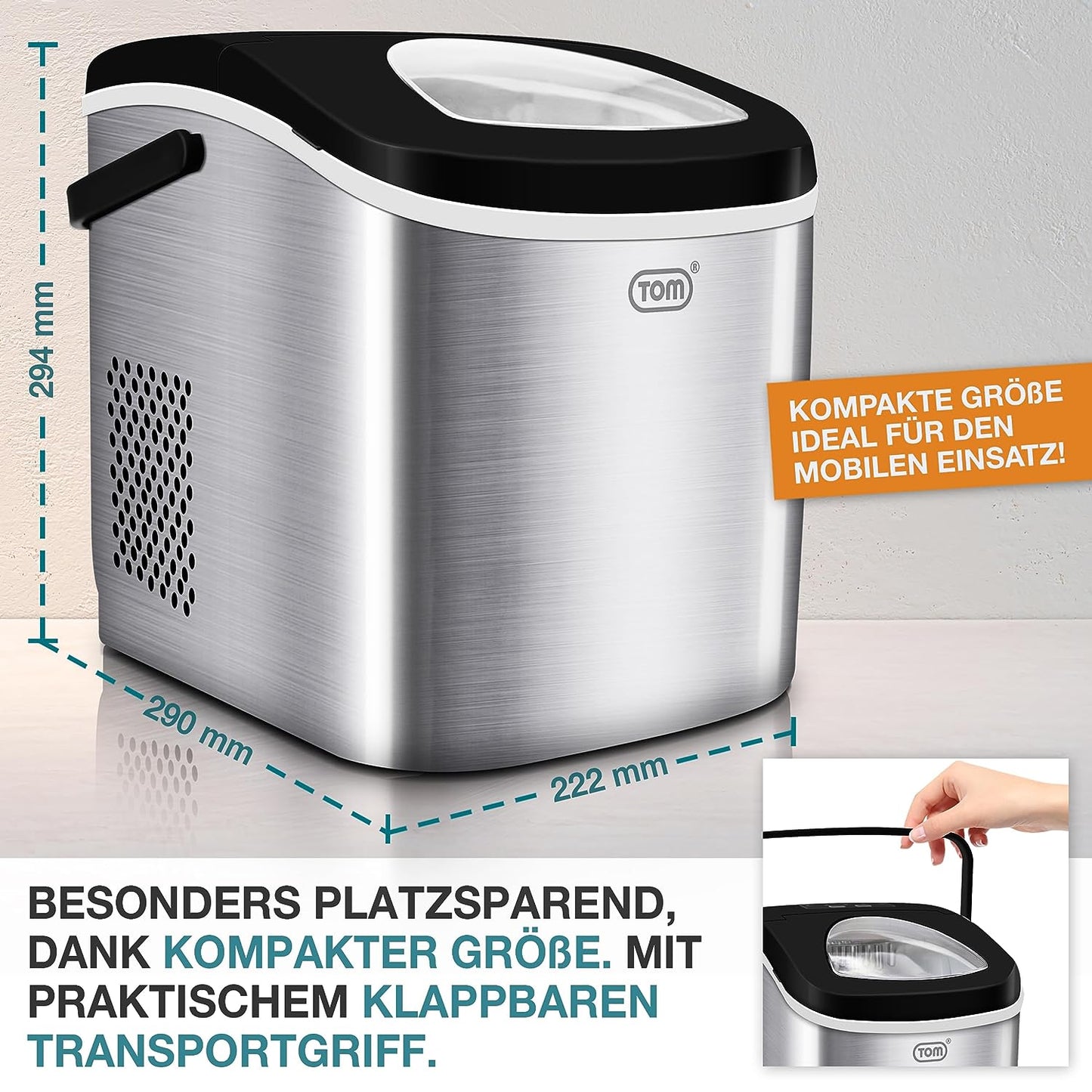 BITTE LESEN !!! Retourenware ! Eiswürfelmaschine Eiswürfelbereiter Eiswürfel Eiswürfelmacher mit 1,3 l Silber