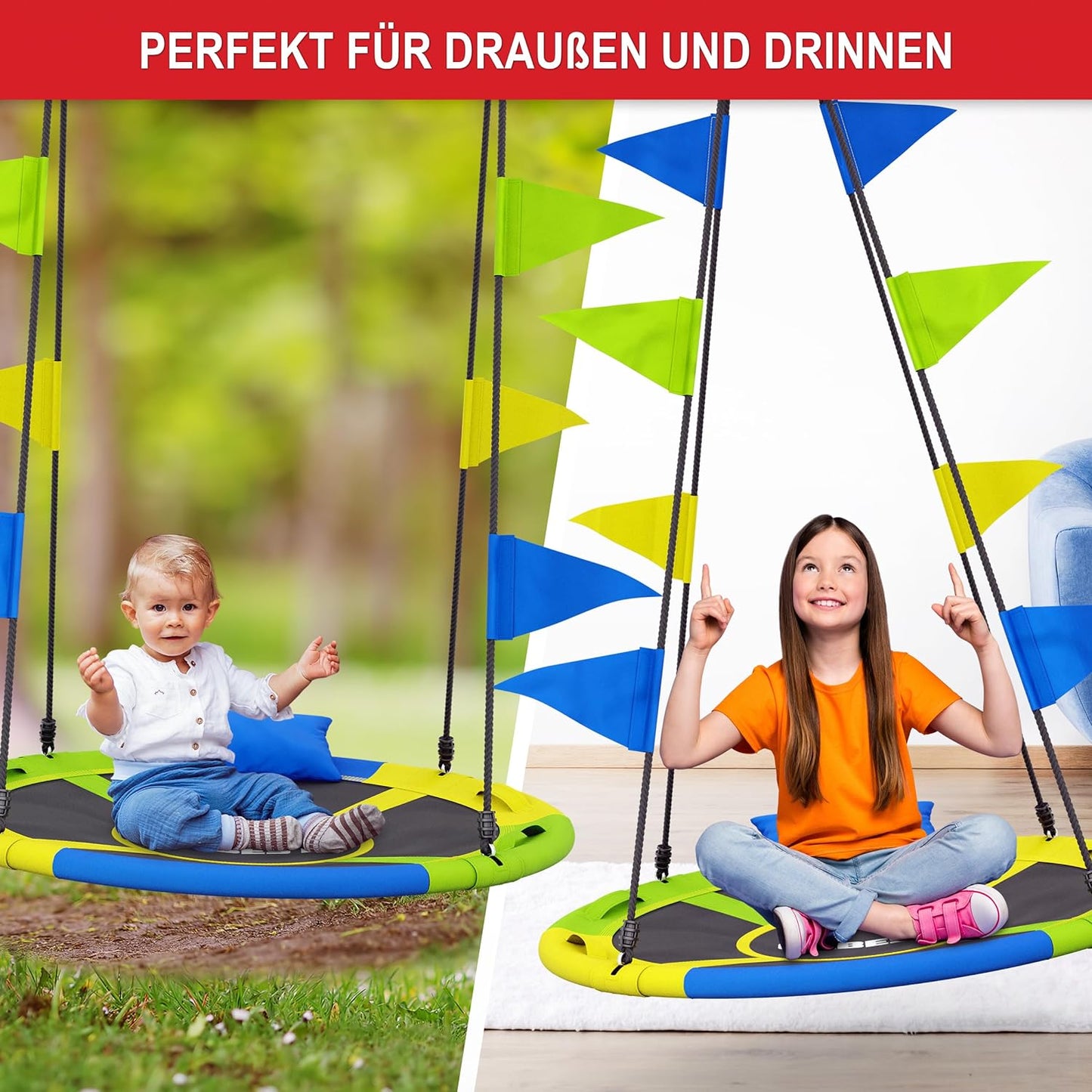BITTE LESEN !!! Retourenware ! Hängeschaukel Nestschauckel Tellerschaukel 120T x 120B x 180H cm