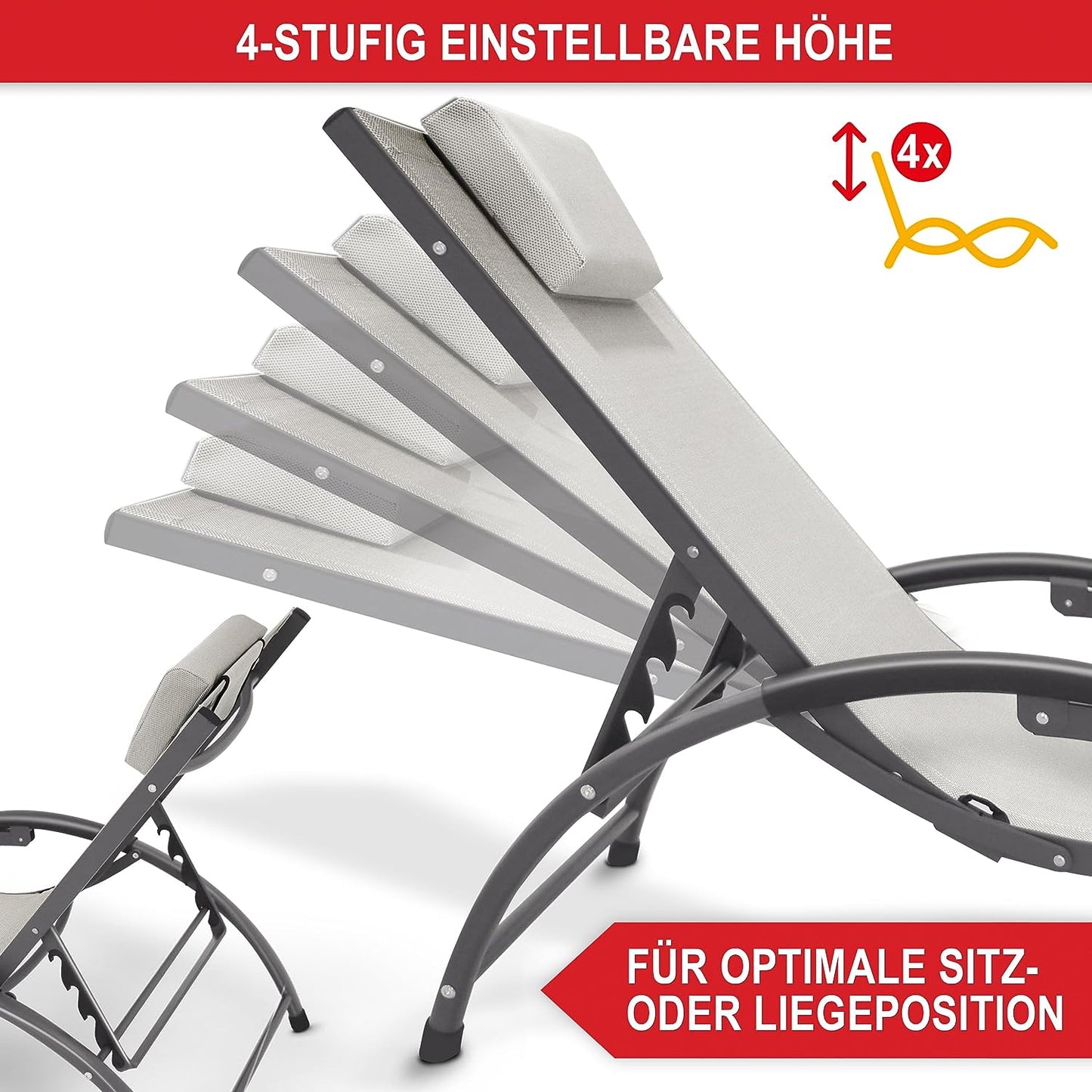 Gartenliege Relaxliege Liege Lounger Sonnenliege Outdoor Beige/Creme