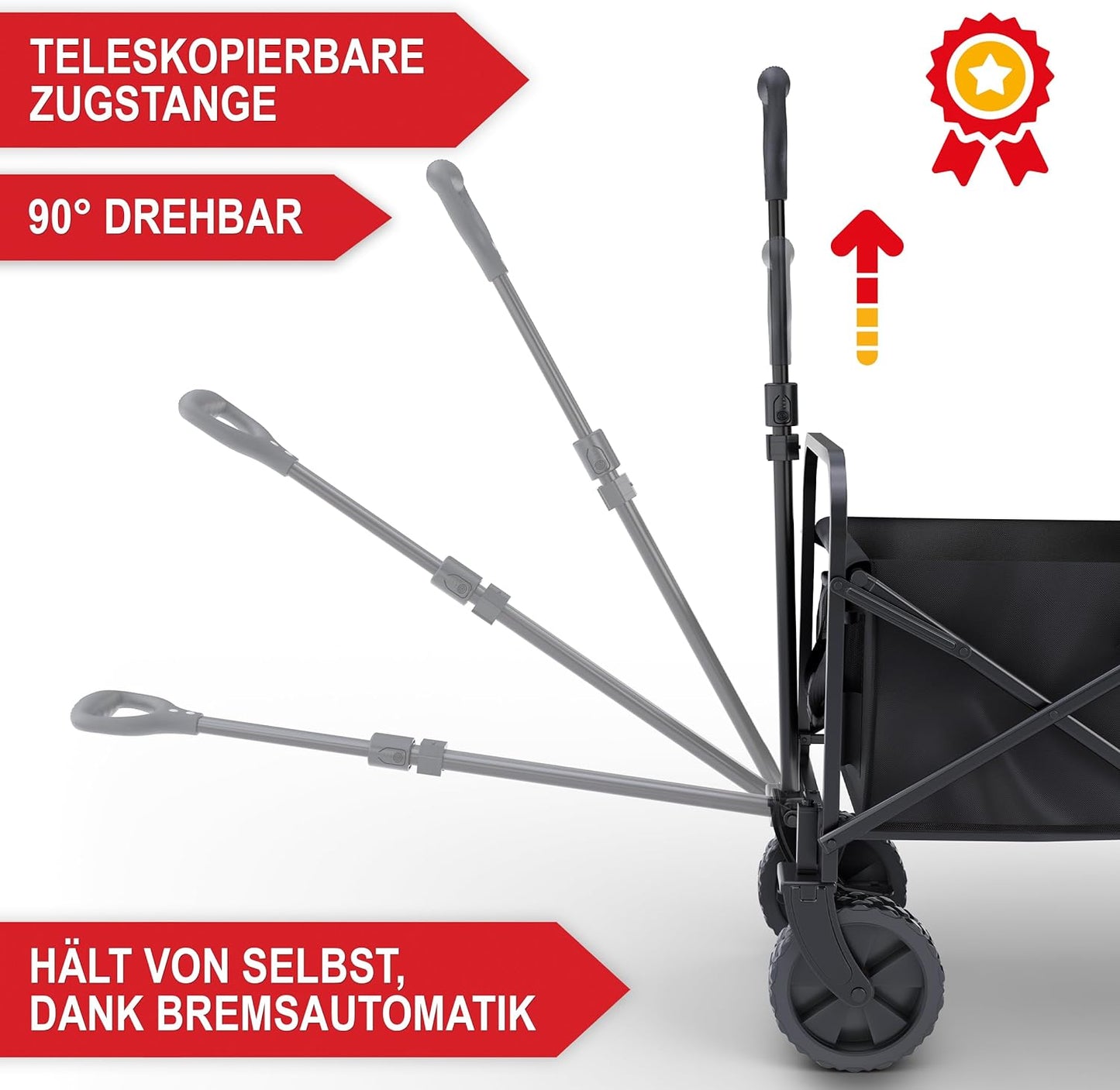 BITTE LESEN !!! Retourenware ! Bollerwagen Strandbollerwagen Faltbollerwagen Regenschutz 61 Liter klappbarer Schwarz