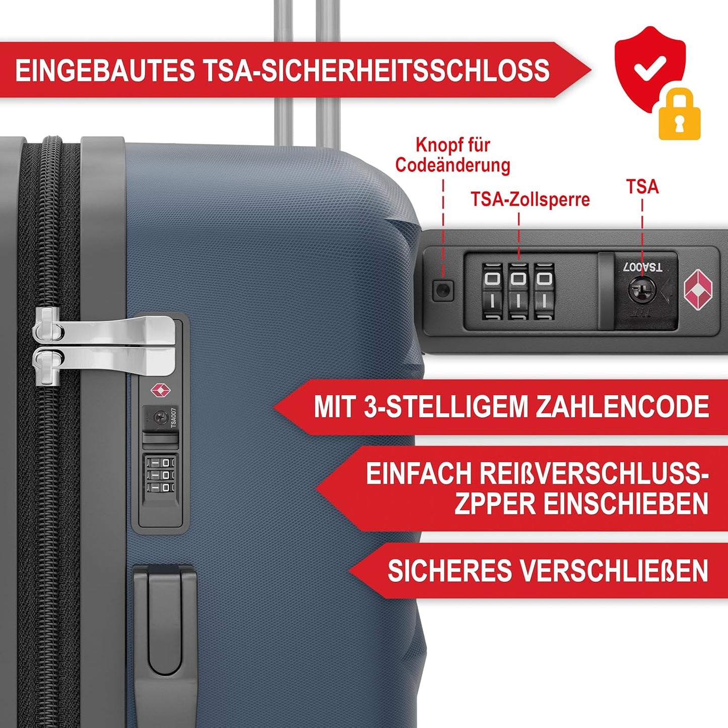 Hartschalenkoffer Kofferset Reisetrolley Hand Koffer Dunkel Blau 4-teilig