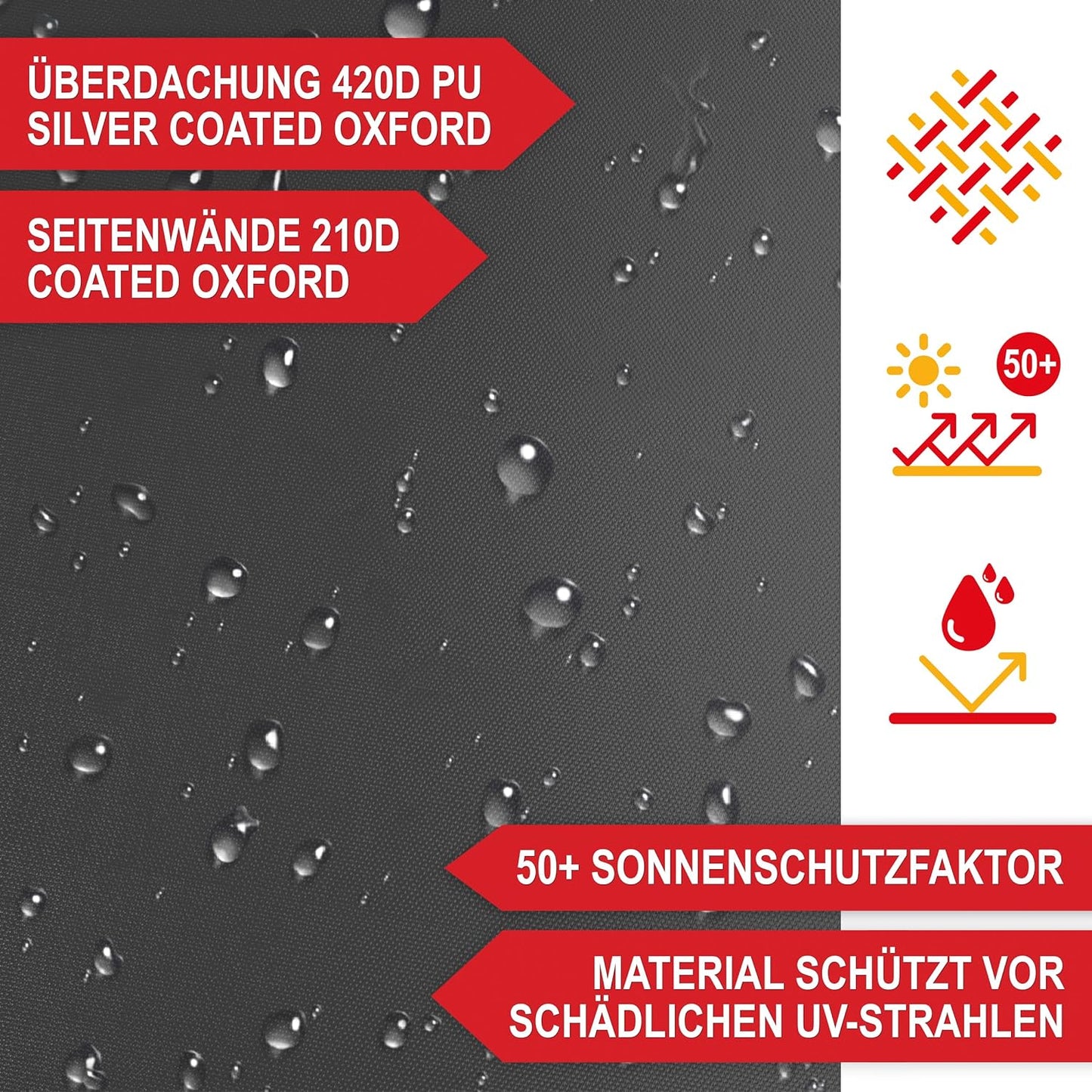 Partyzelt Pavillon Grau Garten 3 x 3 Meter