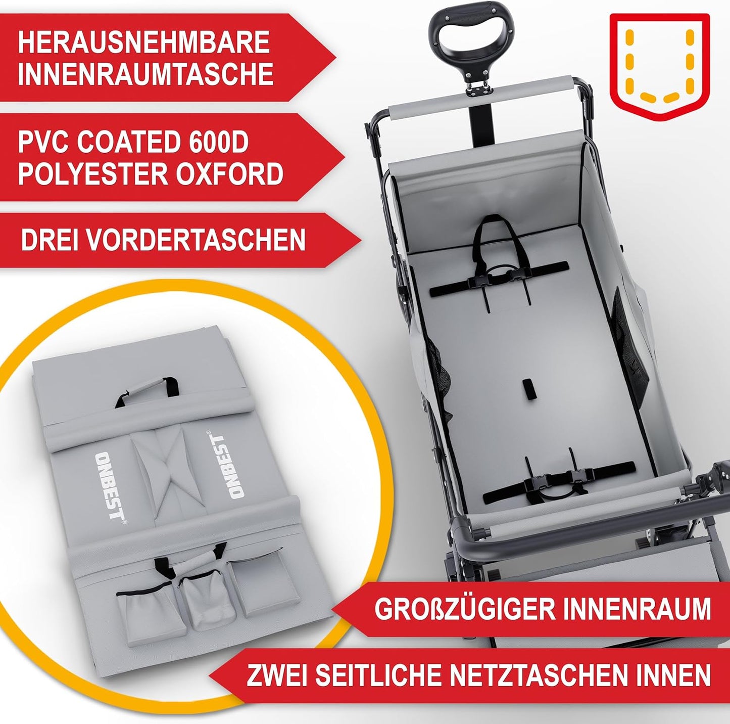 BITTE LESEN !!! Retourenware ! Faltbollerwagen Bollerwagen mit Dach Grau