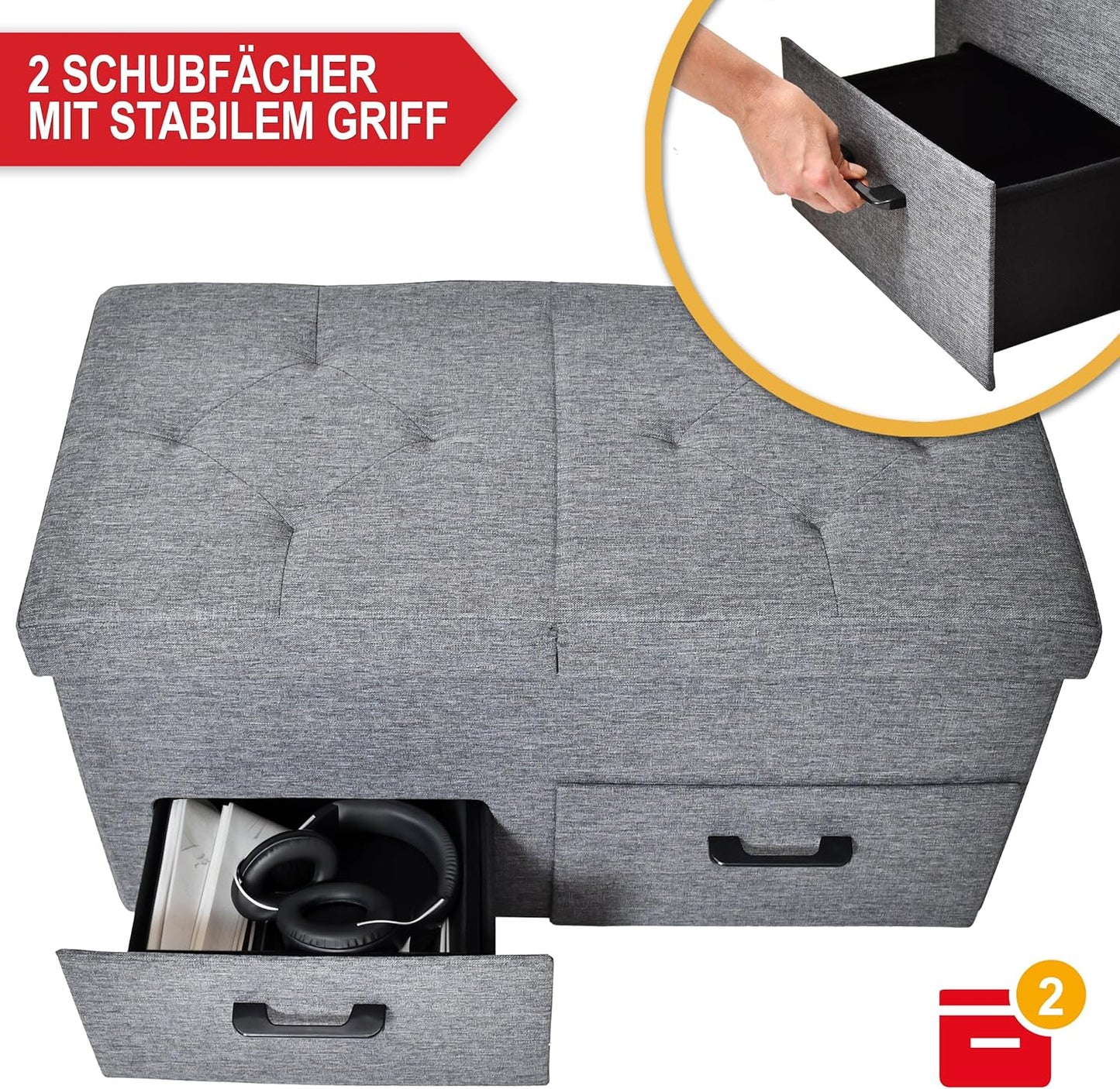 Sitzbank mit Stauraum »2 Schubladen« Sitztruhe 38 cm Tiefe x 77 cm Breite x 40 cm Höhe