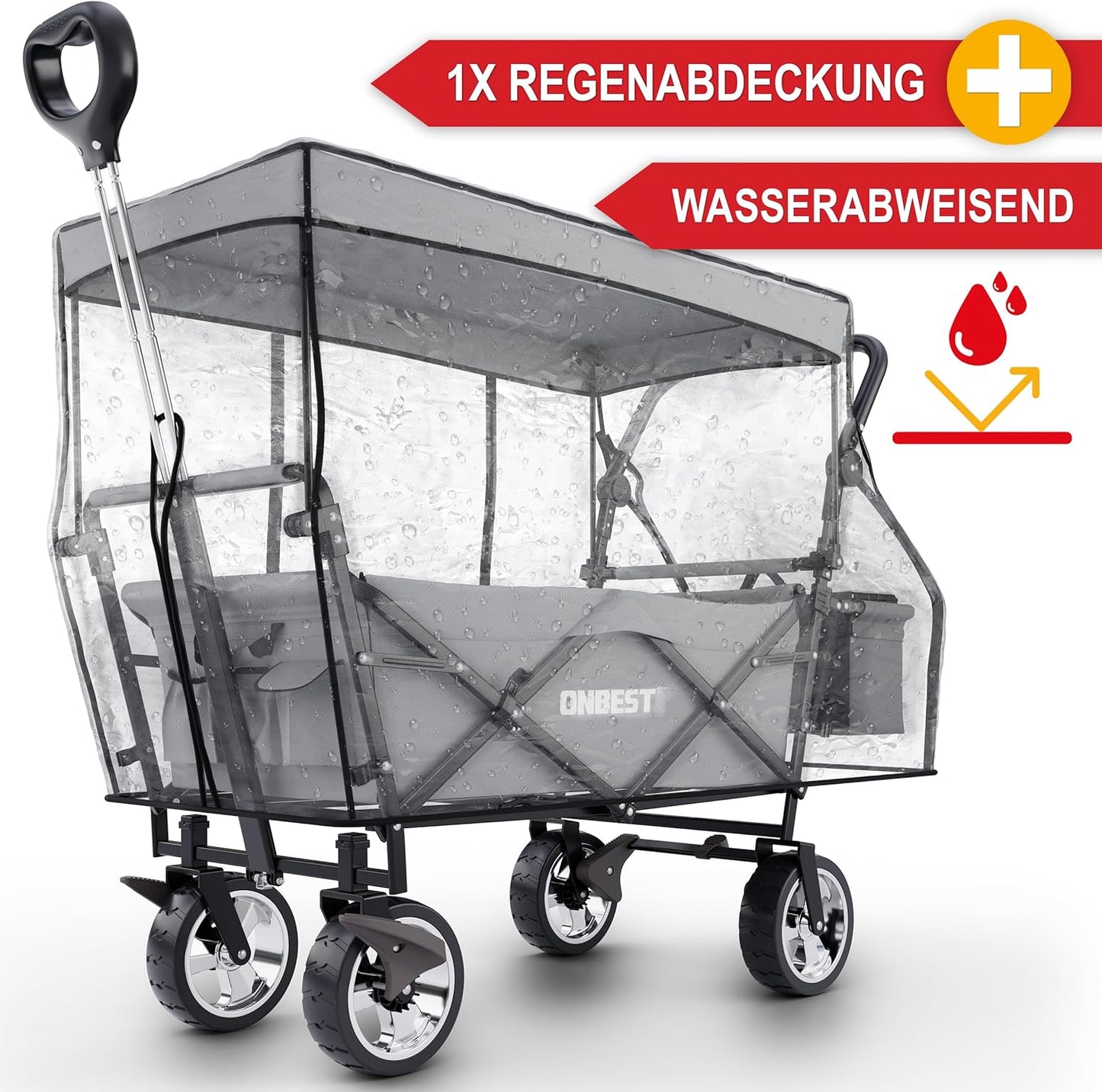 BITTE LESEN !!! Retourenware ! Faltbollerwagen Bollerwagen mit Dach Grau