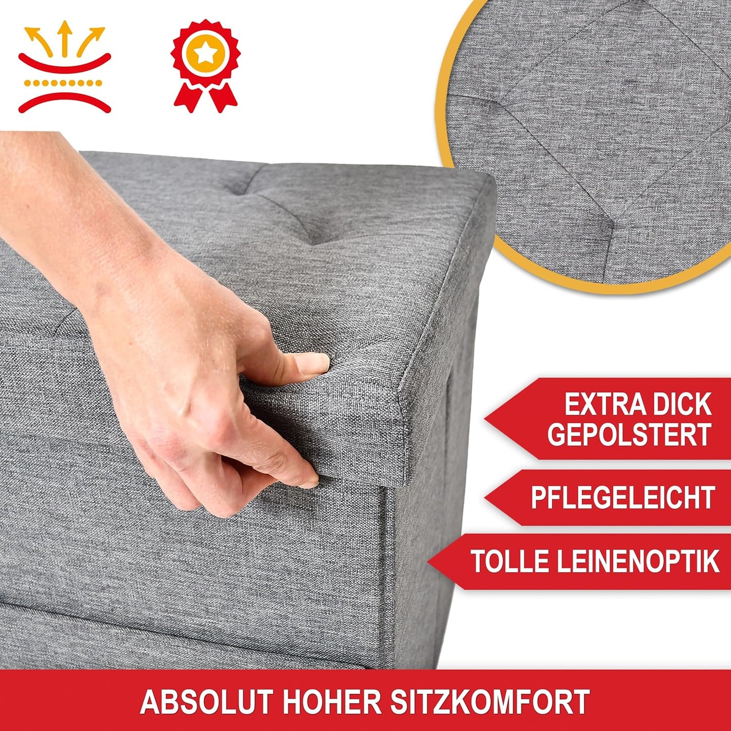 Sitzbank mit Stauraum » 3 Schubladen« Sitztruhe 36 cm Tiefe x 110 cm Breite x 40 cm Höhe