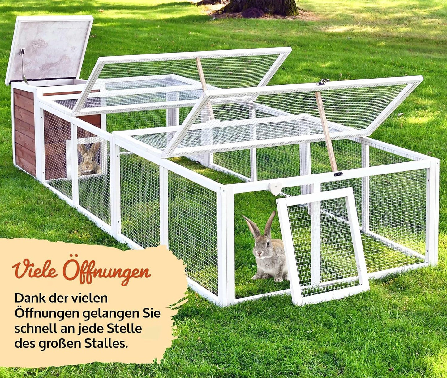 Auslauf Freilaufgehege mit Stall Hasenstall Kaninchenstall Meerschweinchen Freilauf 218/100/46,5 cm