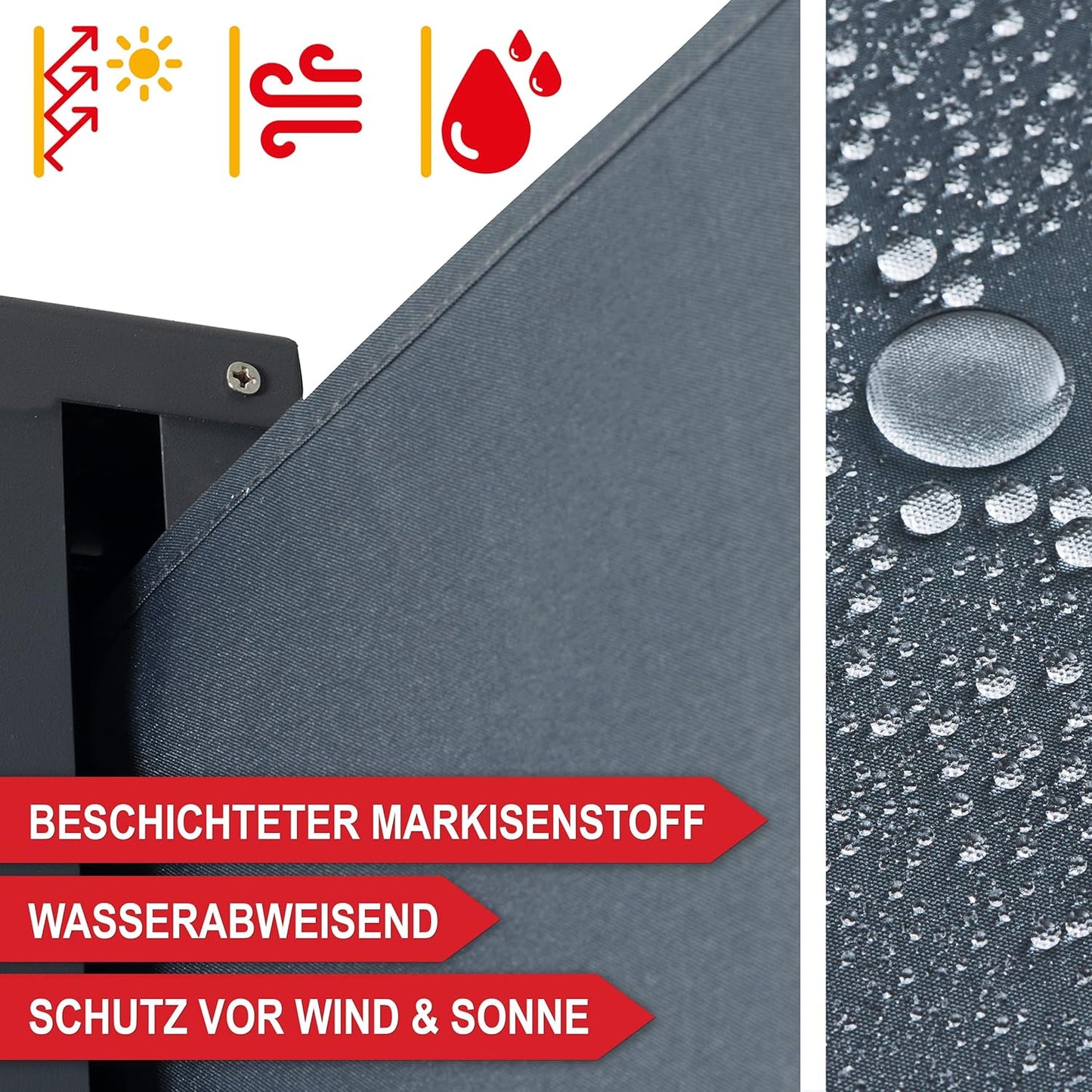 Seitenmarkise ausziehbar Anthrazit Sichtschutz Sonnenschutz 200 x 300 cm (835)