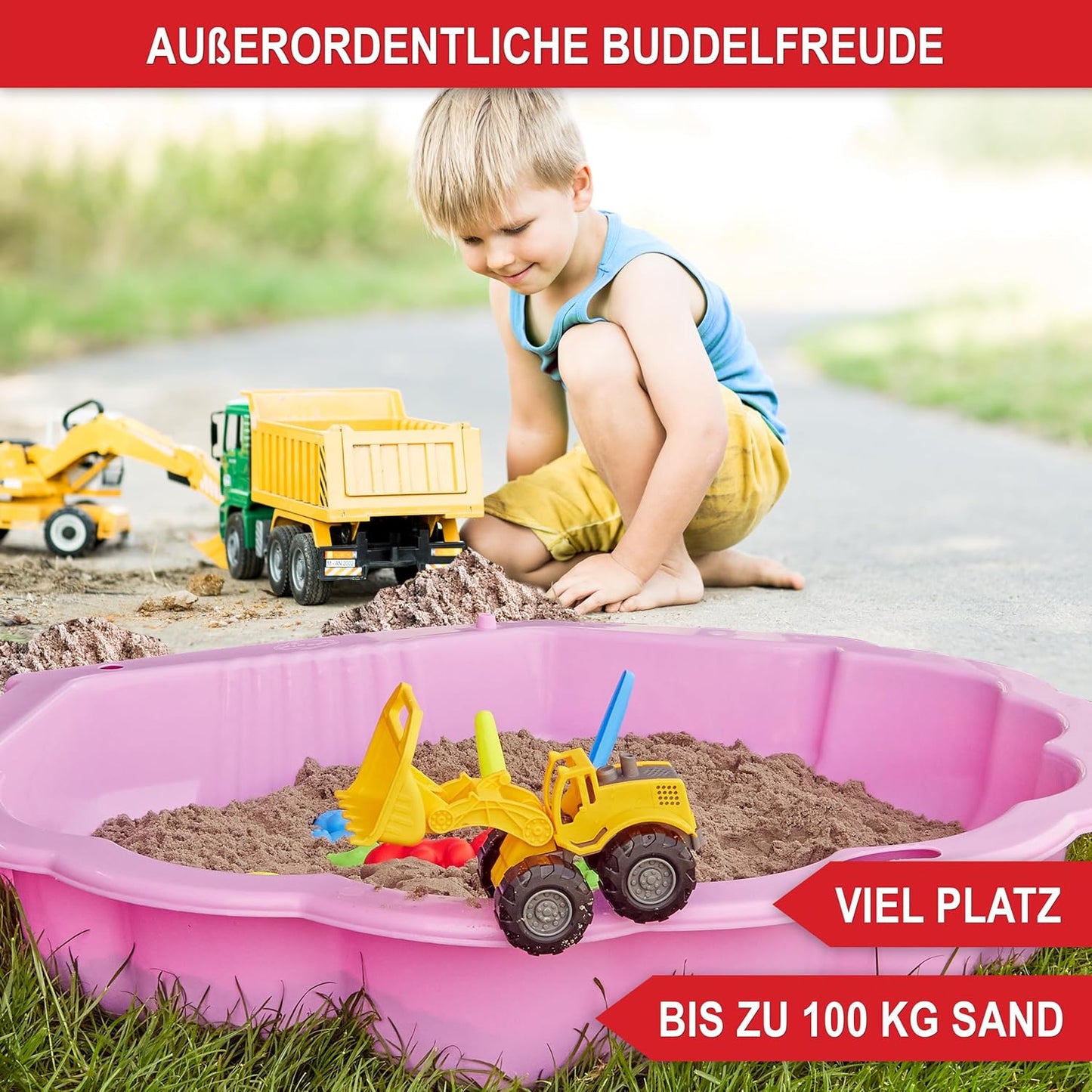 Sandkasten Muschel Rosa 88 x 78 x 38