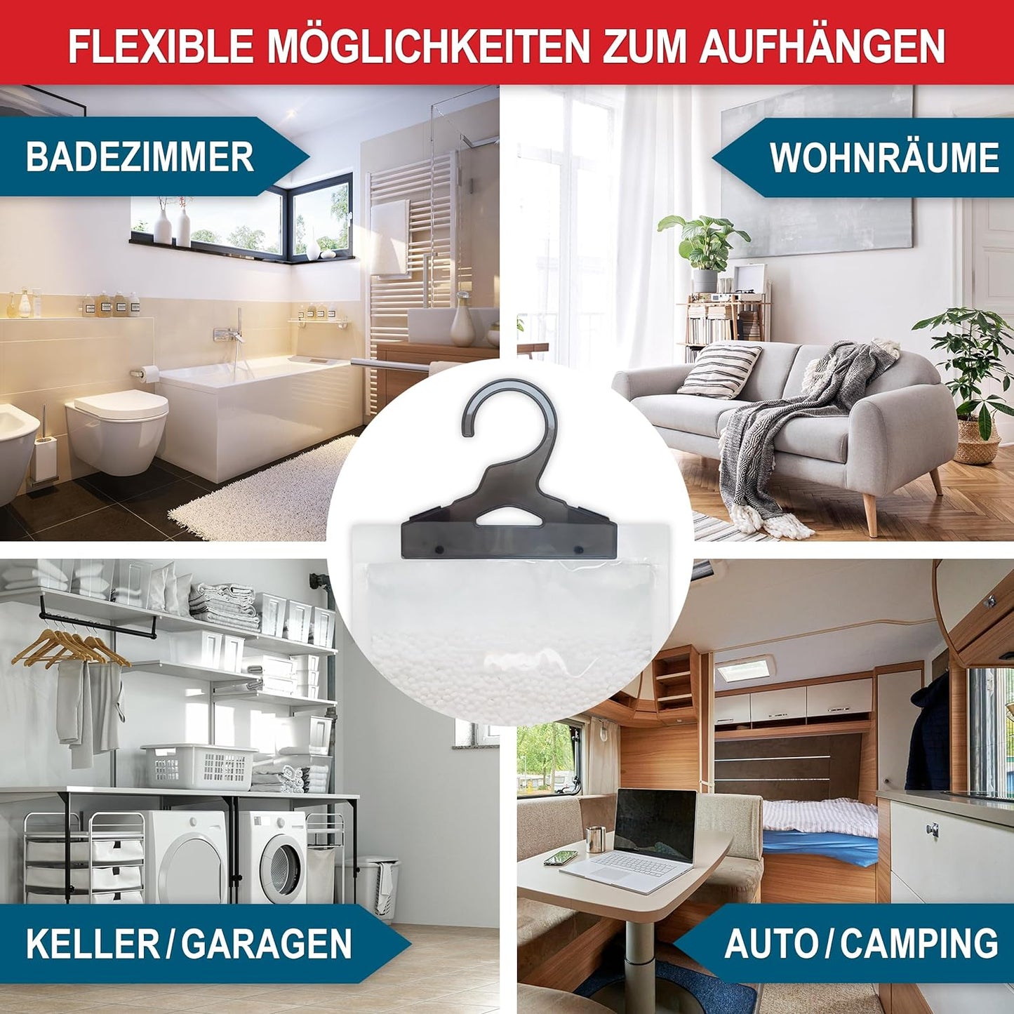 10x Luftentfeuchter Set zum Aufhängen Effektive Luftentfeuchter mit 500 ml Beutel