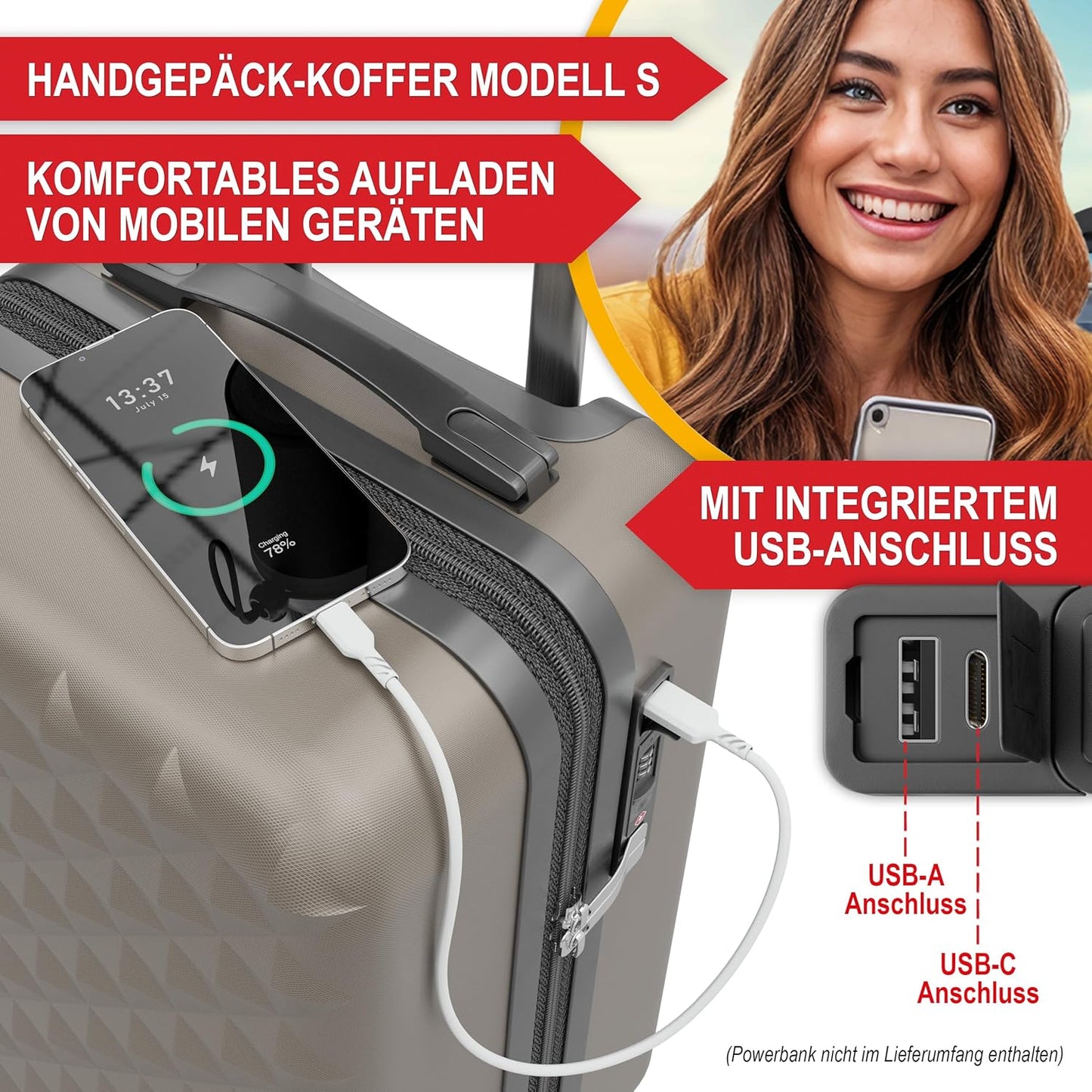 BITTE LESEN !!! Retourenware ! Hartschalenkoffer Kofferset 4-TLG. Reisetrolley Hand Koffer Champanger