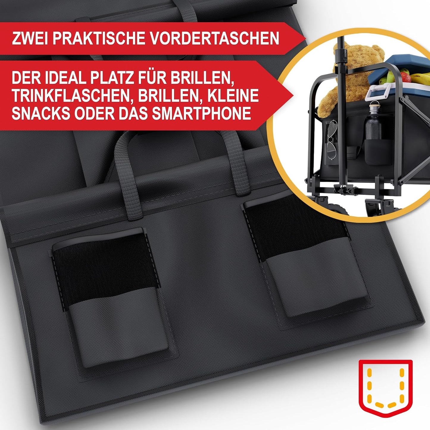 BITTE LESEN !!! Retourenware ! Bollerwagen Strandbollerwagen Faltbollerwagen Regenschutz 61 Liter klappbarer Schwarz