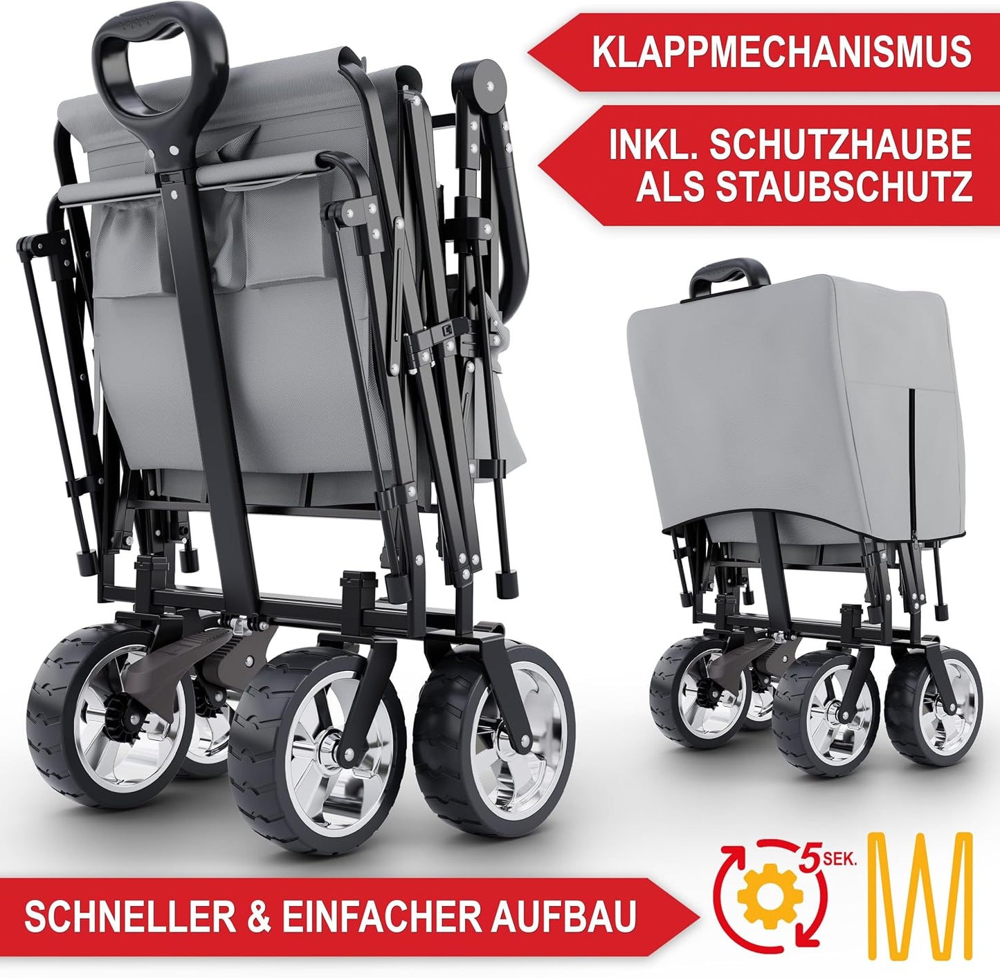 BITTE LESEN !!! Retourenware ! Faltbollerwagen Bollerwagen mit Dach Grau