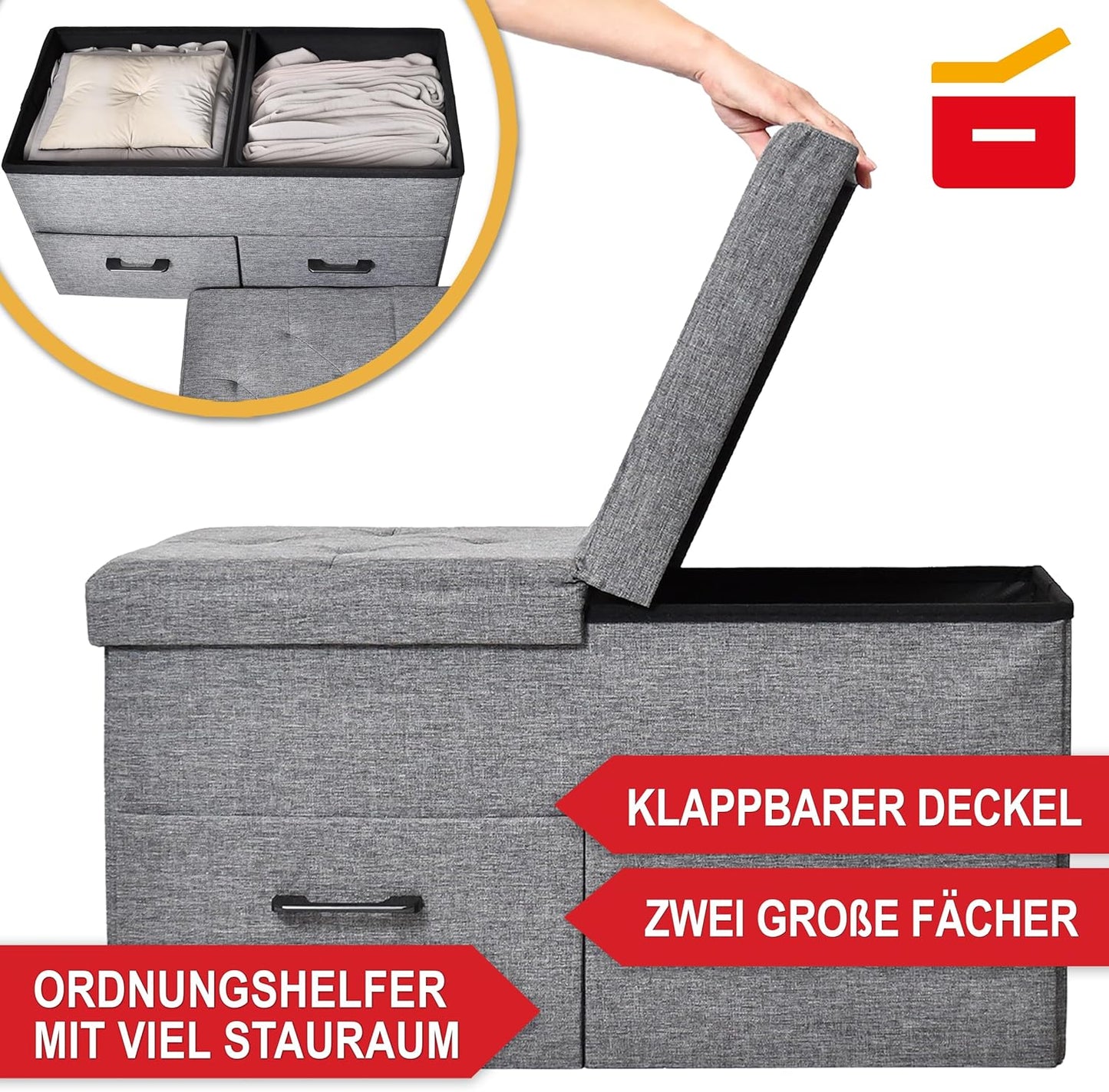 Sitzbank mit Stauraum »2 Schubladen« Sitztruhe 38 cm Tiefe x 77 cm Breite x 40 cm Höhe