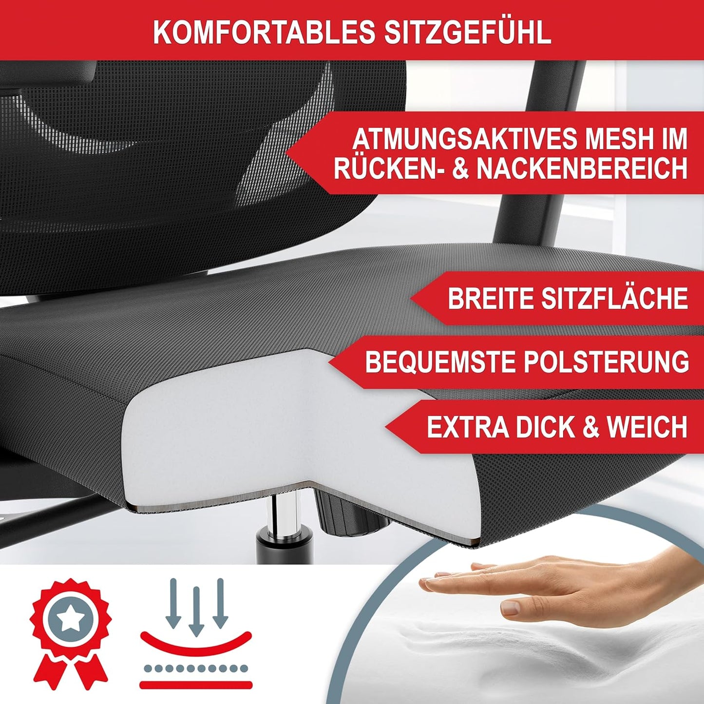 Bürostuhl PC Stuhl Schreibtischstuhl Schwarz