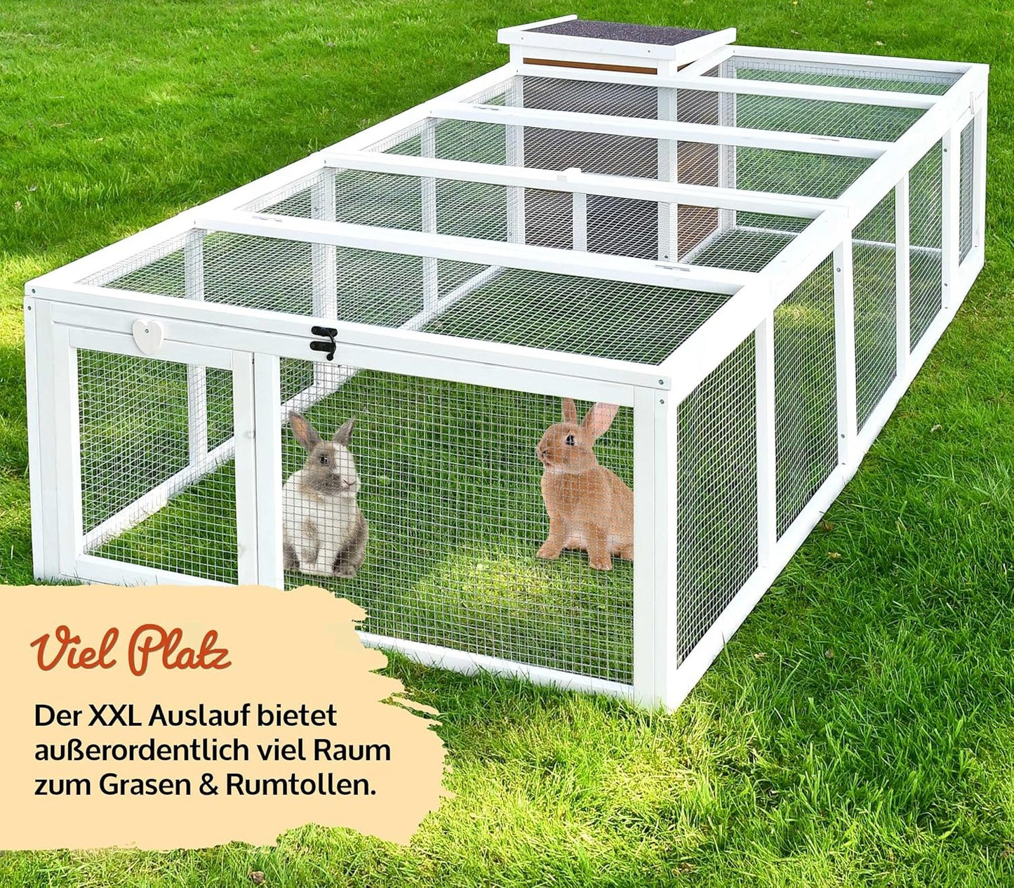 Auslauf Freilaufgehege mit Stall Hasenstall Kaninchenstall Meerschweinchen Freilauf 218/100/46,5 cm