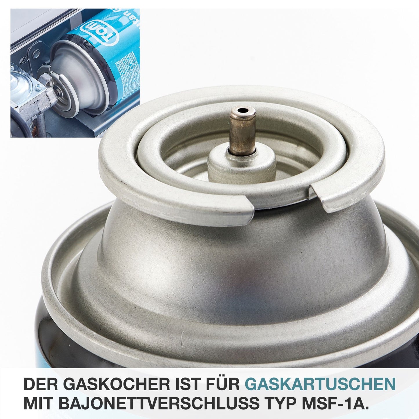 Campingkocher Edelstahl + 4 Butangas-Kartuschen CG-227