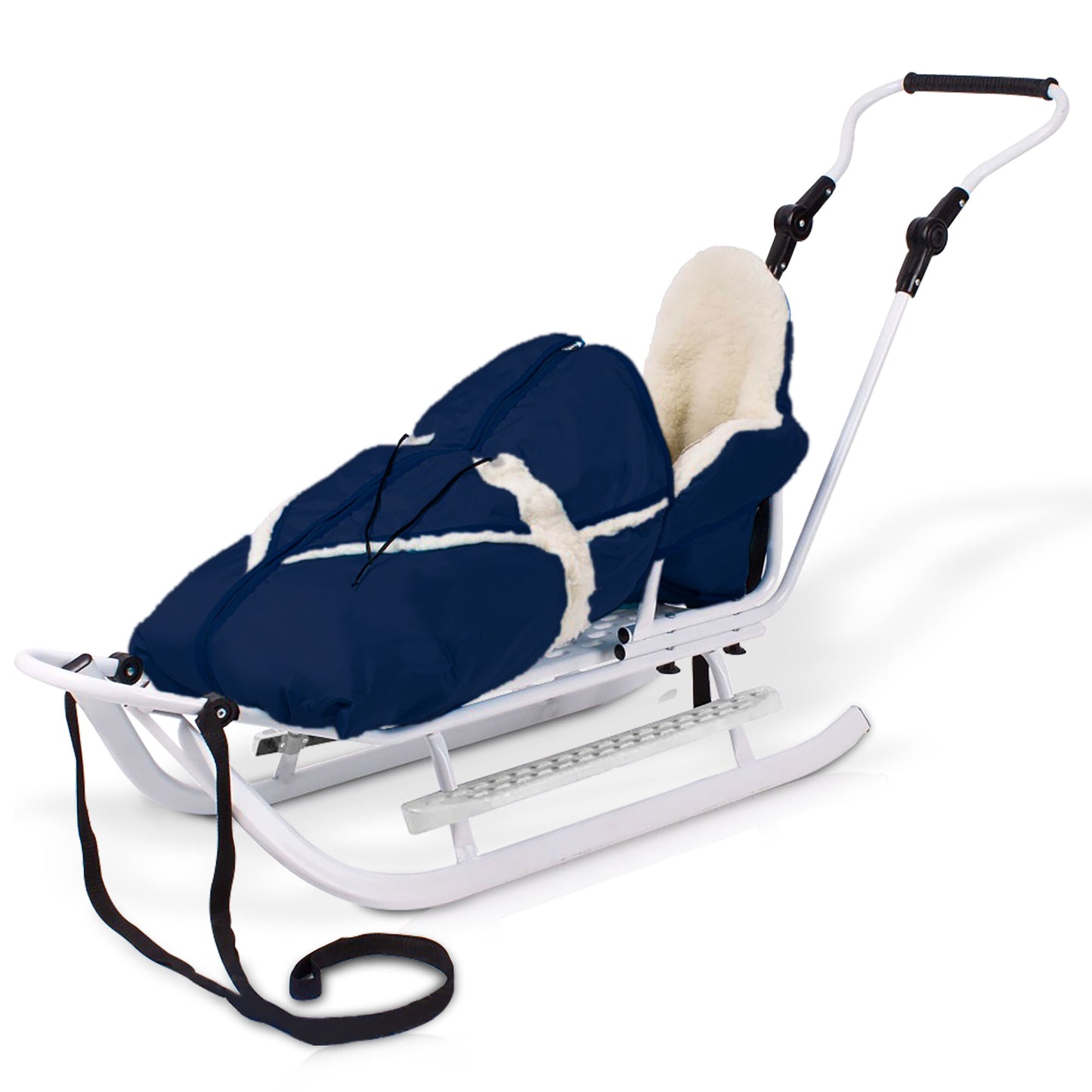 Metallschlitten Komplettset Babyschlitten Kinderschlitten Ein Modell das mitwächst Dunkel Blau
