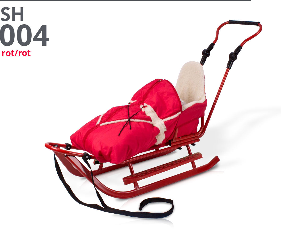 Metallschlitten Komplettset Babyschlitten Kinderschlitten Ein Modell das mitwächst Rot