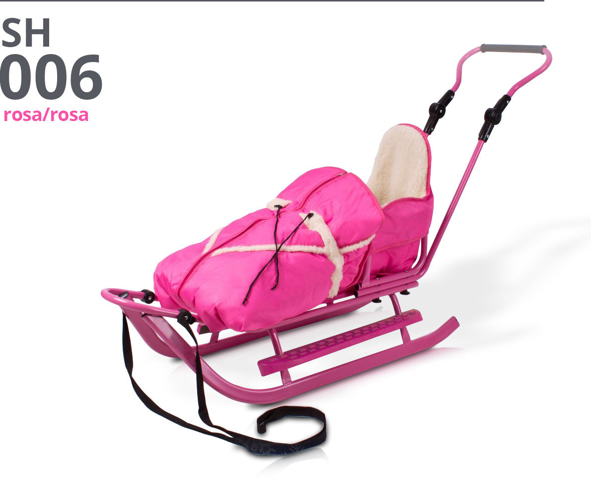 Metallschlitten Komplettset Babyschlitten Kinderschlitten Ein Modell das mitwächst Pink Rosa
