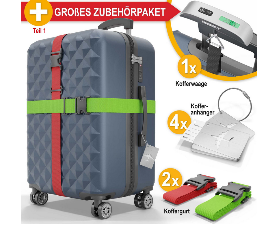 Hartschalenkoffer Kofferset Reisetrolley Hand Koffer Dunkel Blau 4-teilig