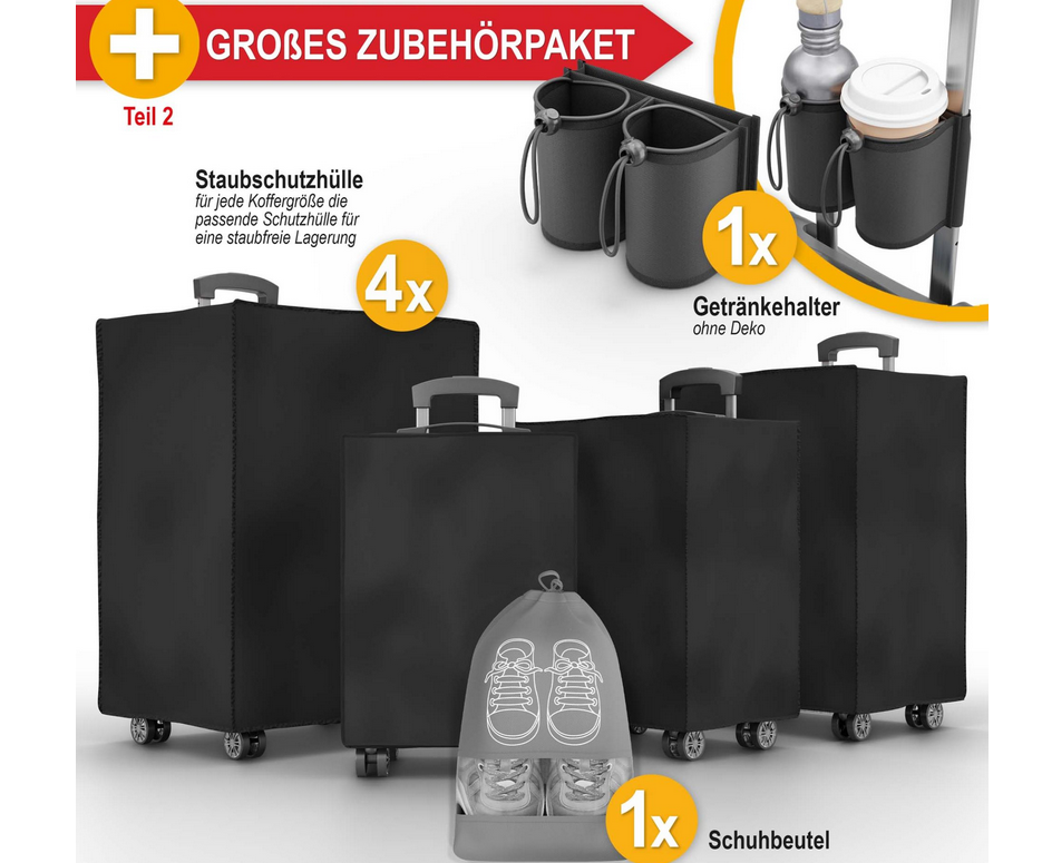 Hartschalenkoffer Kofferset Reisetrolley Hand Koffer Dunkel Blau 4-teilig
