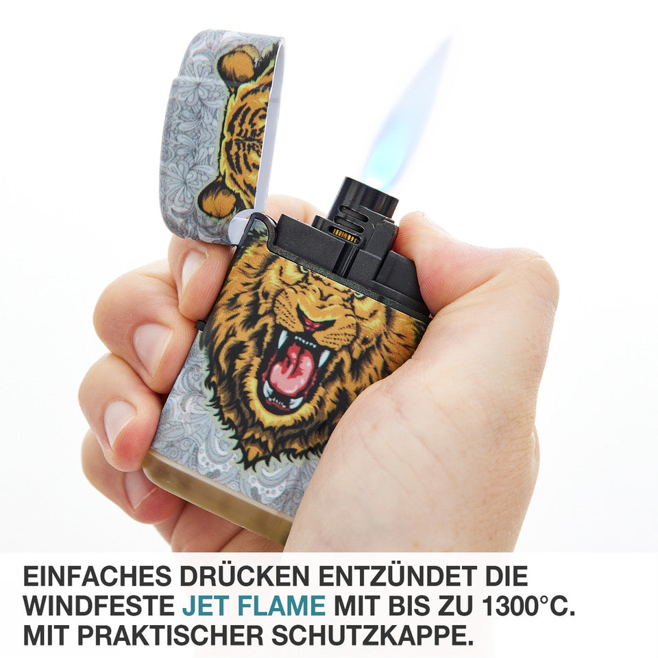 Elektronik Feuerzeug mit Jet Flamme Wild Animal