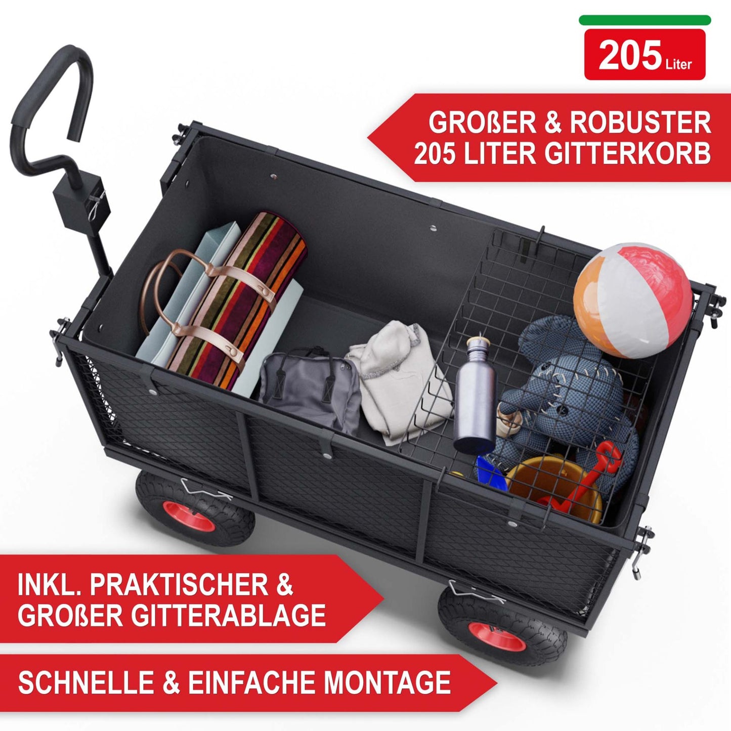 !! Bitte Lesen !!! Gartenwagen Bollerwagen Gitter 550kg Transport Geräte Plattform Hand Wagen Karre