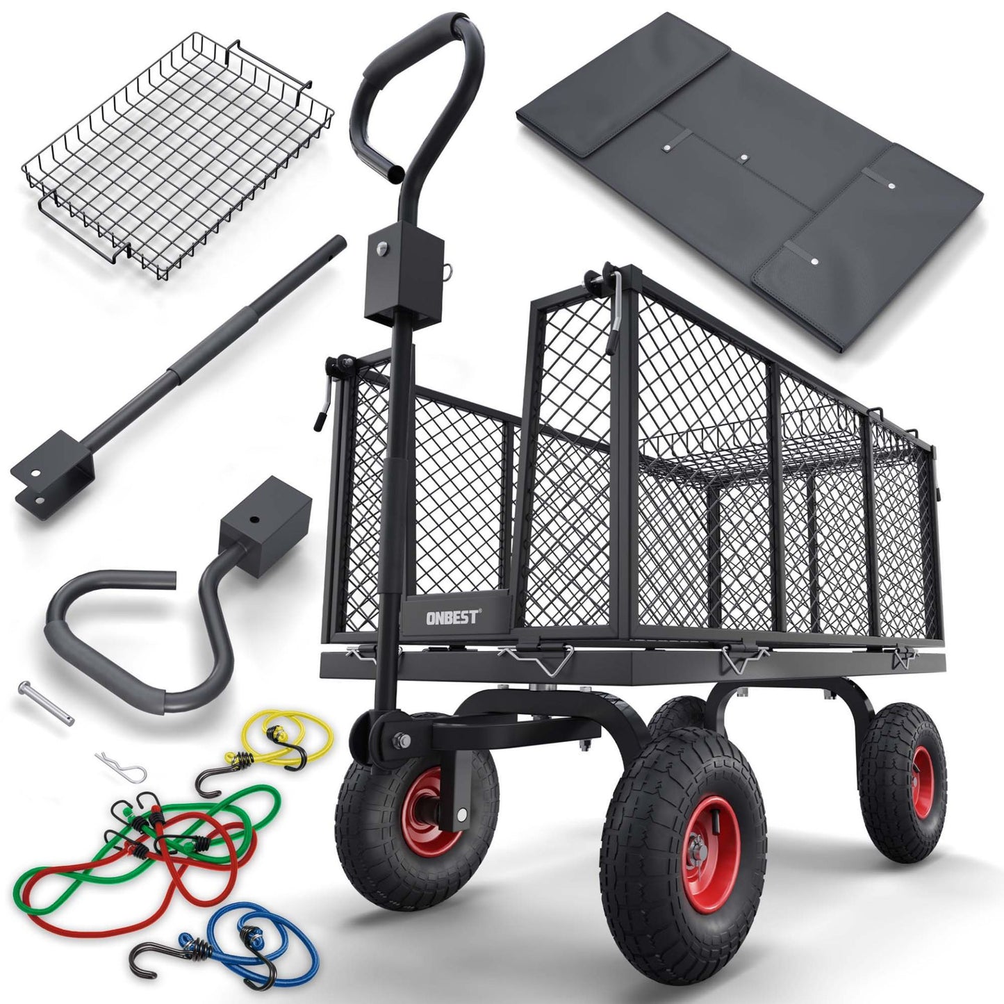 !! Bitte Lesen !!! Gartenwagen Bollerwagen Gitter 550kg Transport Geräte Plattform Hand Wagen Karre