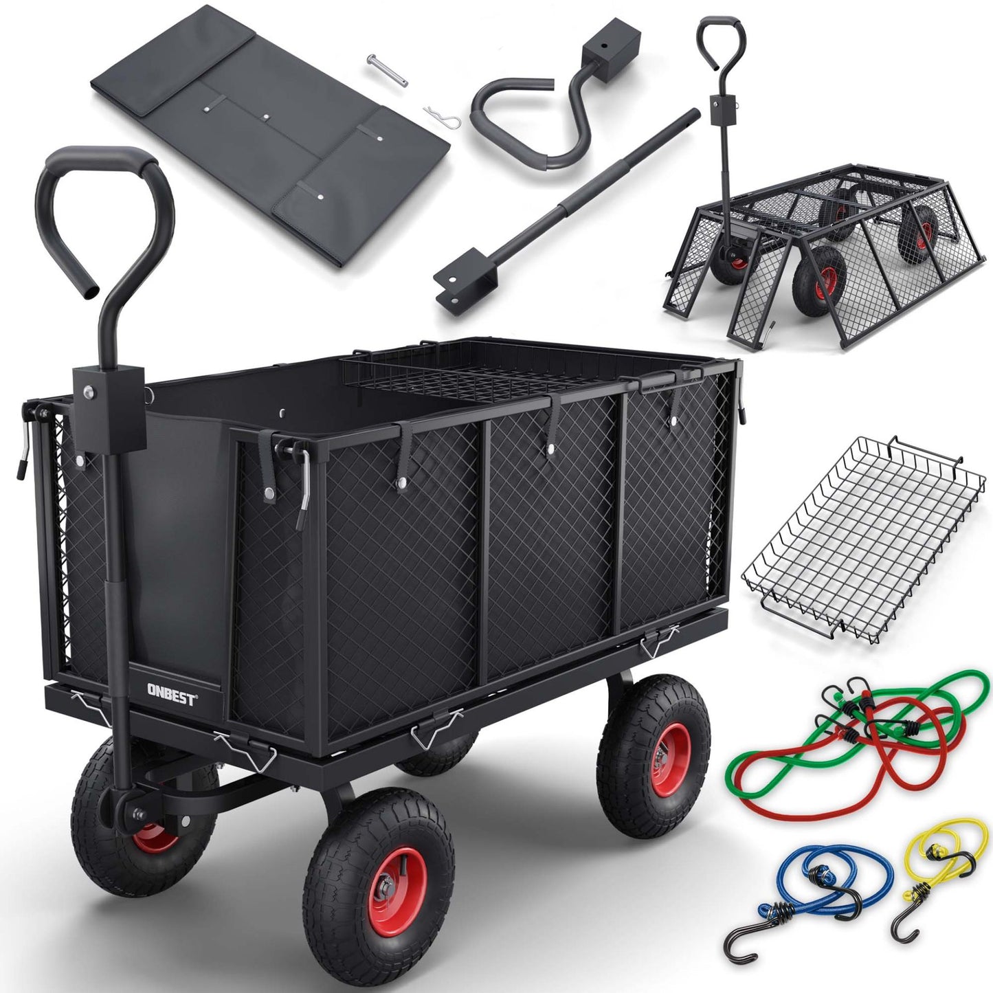!! Bitte Lesen !!! Gartenwagen Bollerwagen Gitter 550kg Transport Geräte Plattform Hand Wagen Karre