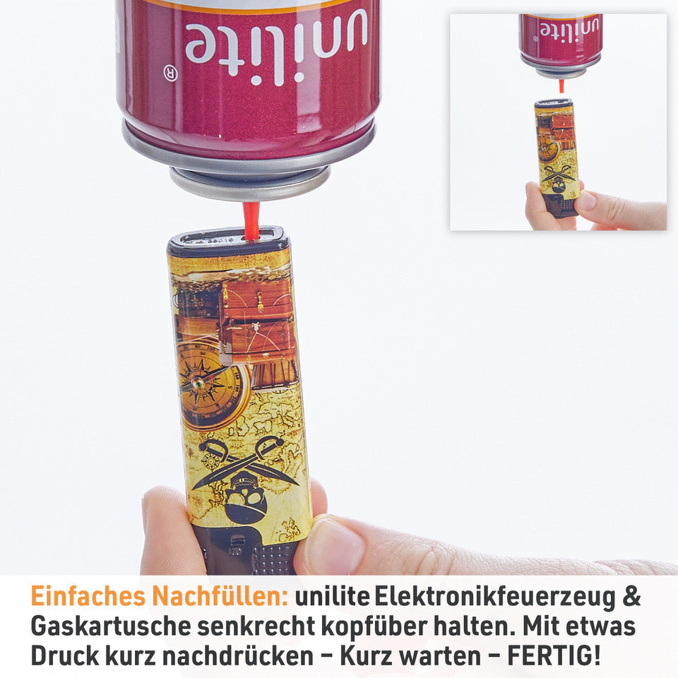 Elektro Feuerzeuge 50 Stück im Set Gasfeuerzeug Piraten Nachfüllbar