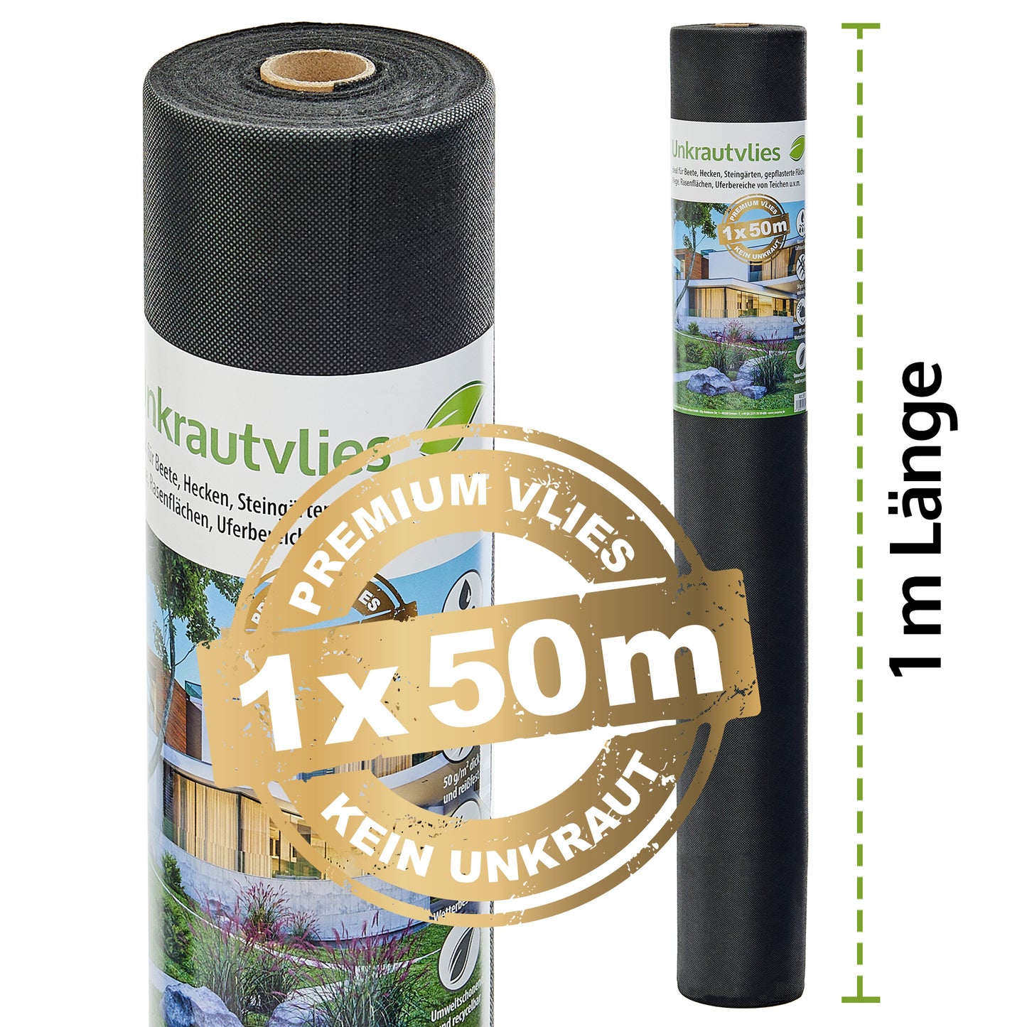 Unkrautvlies Gartenvlies Mulchvlies 50g/ m² 50 m Länge x 1 m Breite (551)