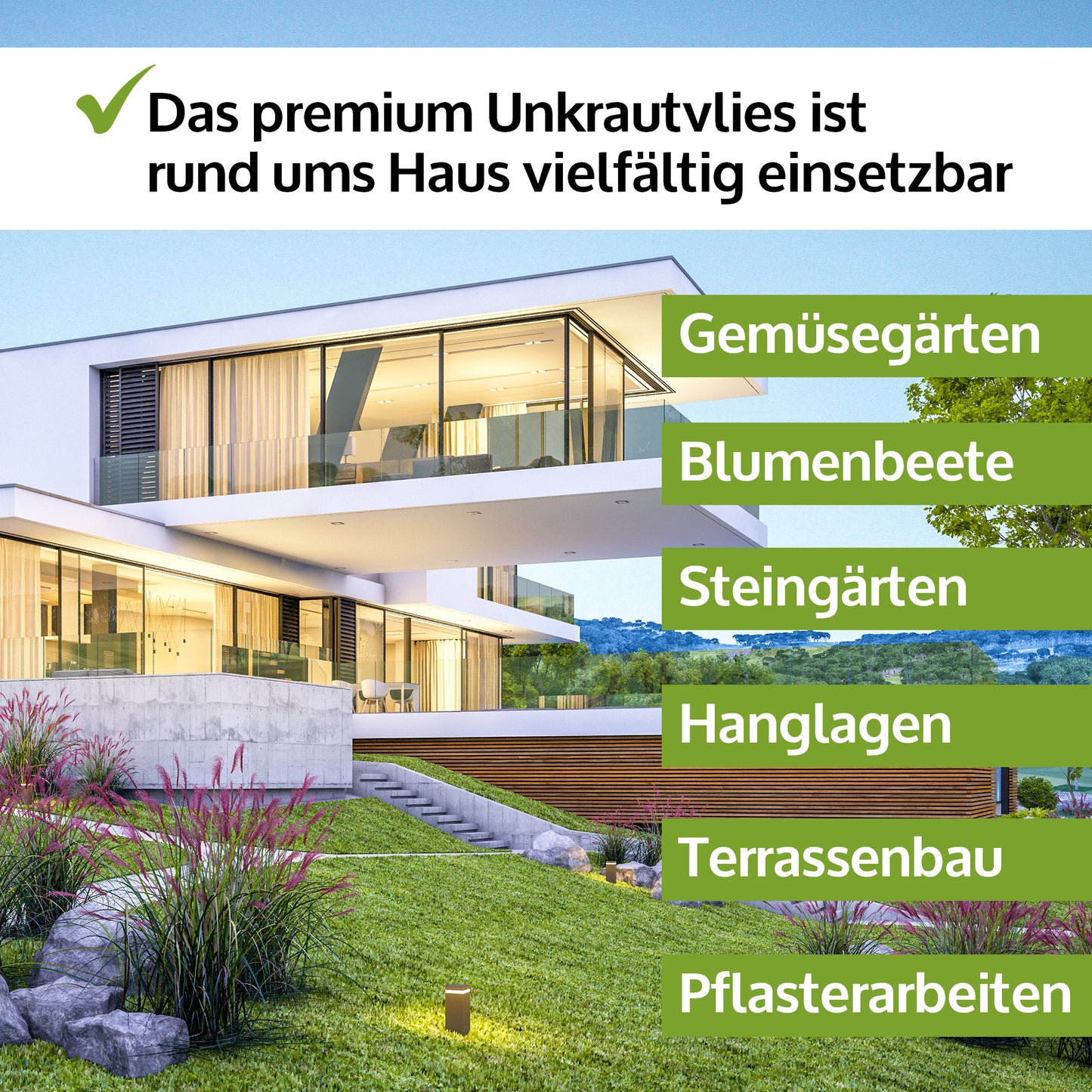 Gartenvlies Unkrautvlies Mulchvlies 50g/ m² 25 m Länge x 1 m Breite (550)