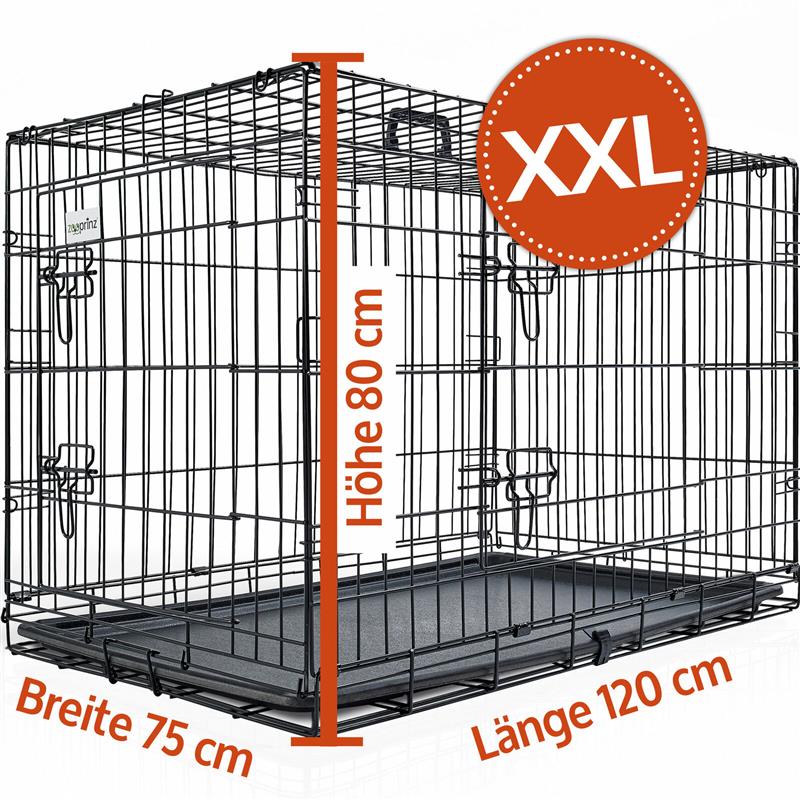 Hundetransportbox Größe XXL – 120 x 75 x 80 cm (L x B x H), Gewicht 16,5 kg