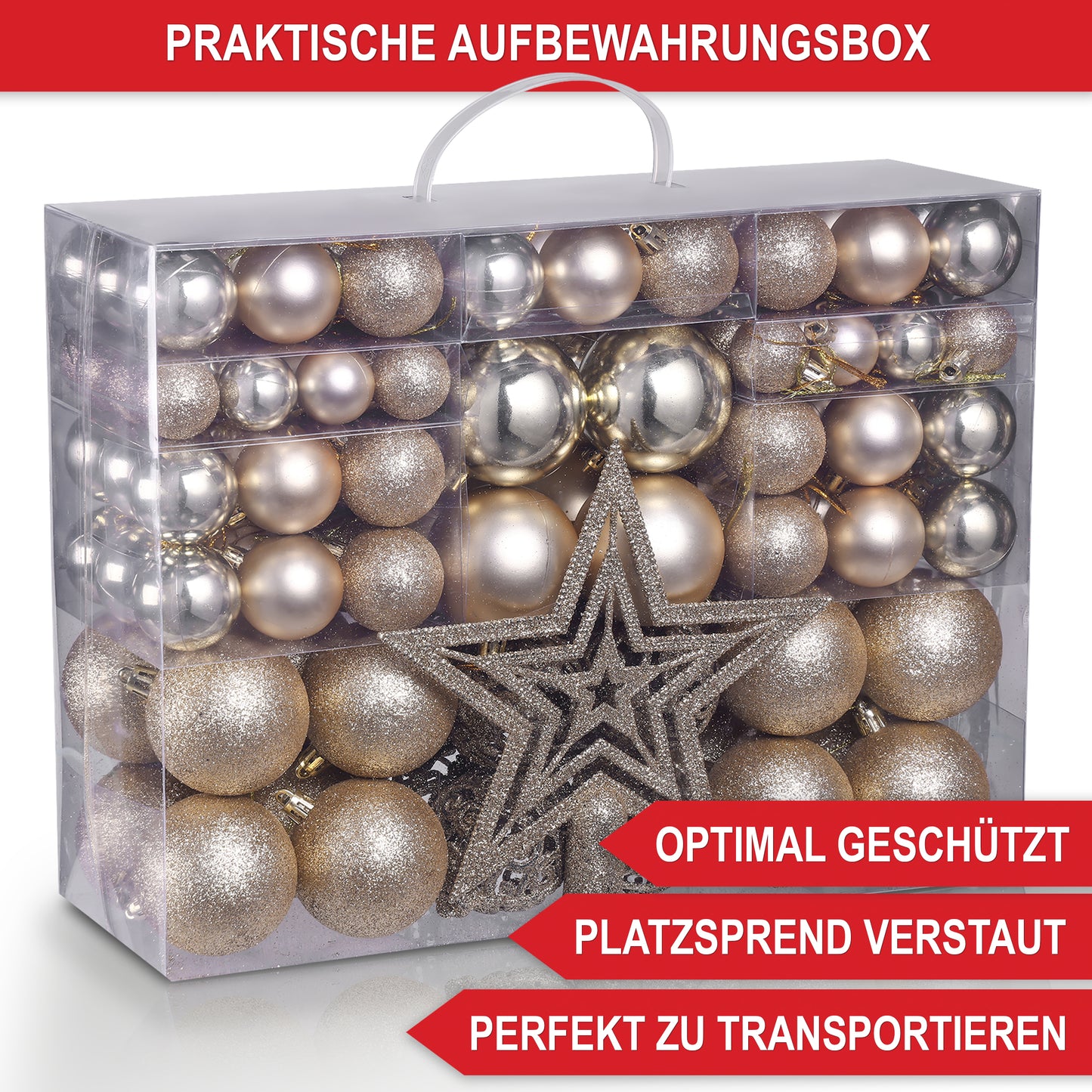 Weihnachtskugeln aus Kunststoff Christbaumschmuck Champanger