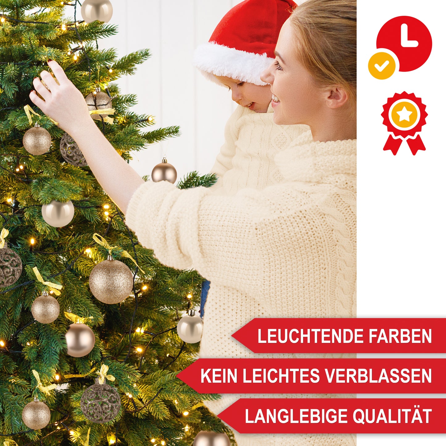 Weihnachtskugeln aus Kunststoff Christbaumschmuck Champanger