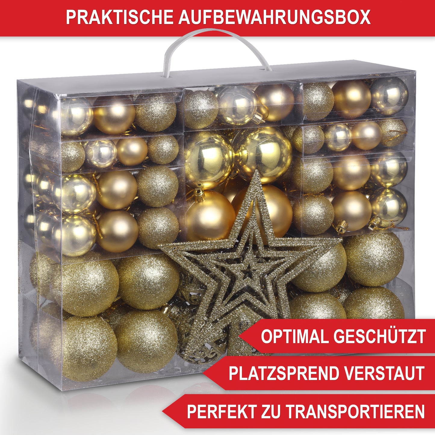 Weihnachtskugeln aus Kunststoff Christbaumschmuck Gold