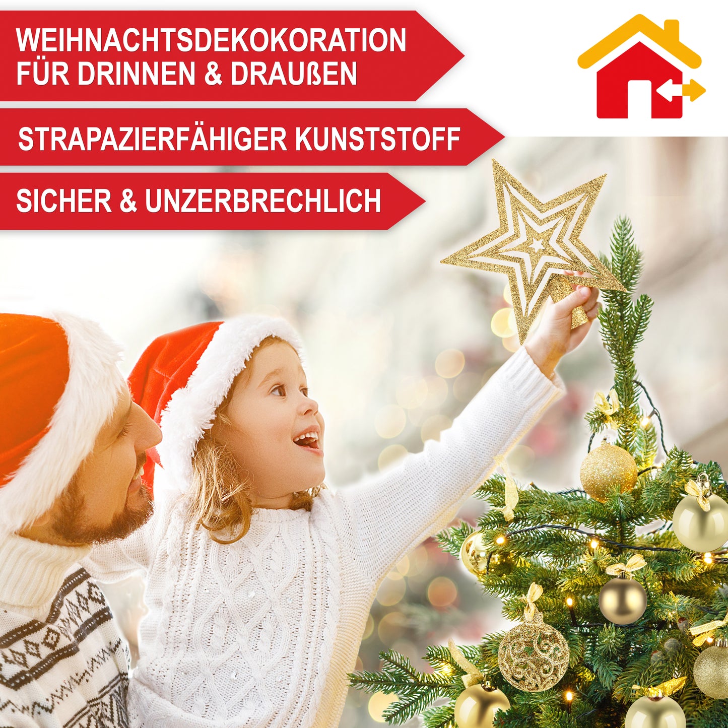 Weihnachtskugeln aus Kunststoff Christbaumschmuck Gold