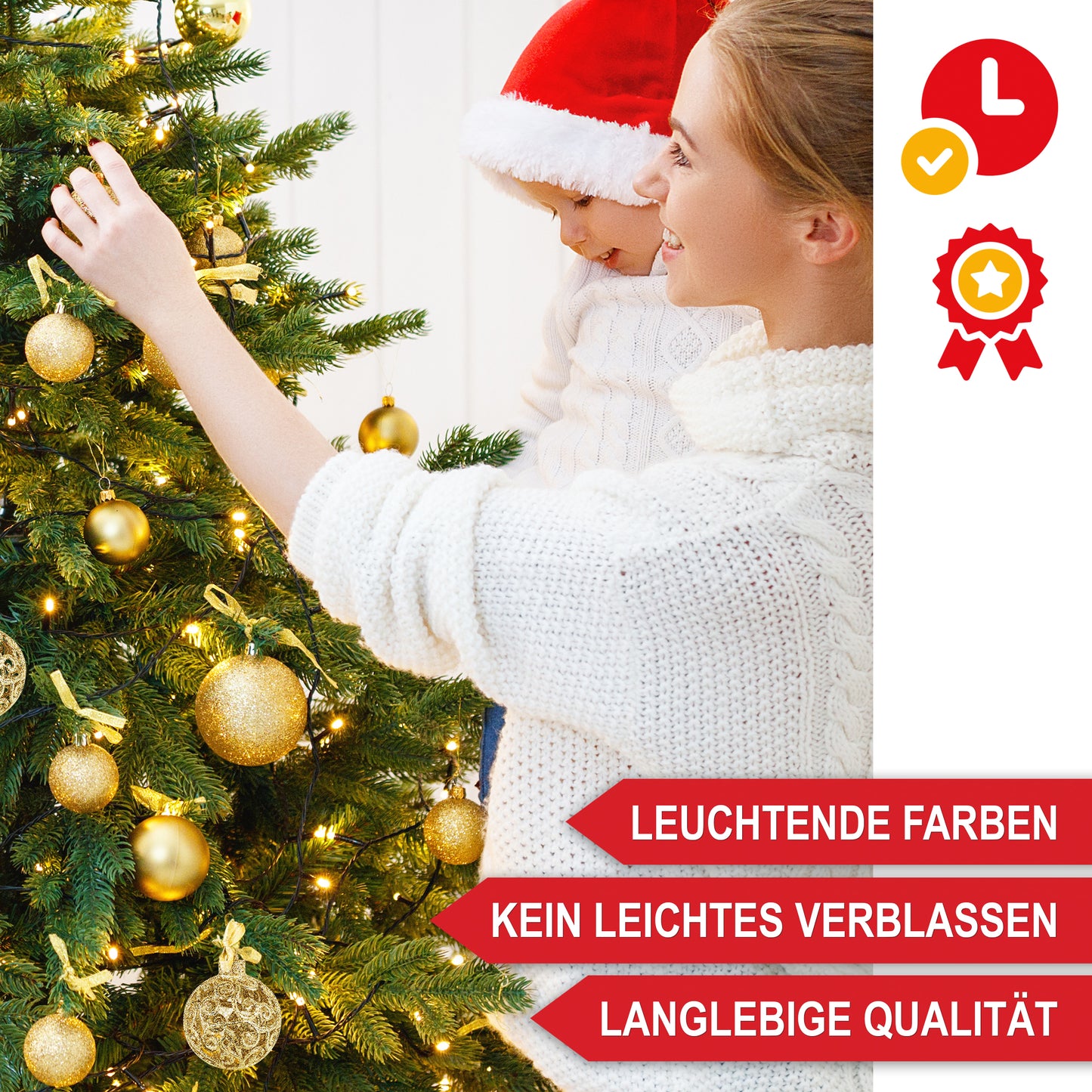Weihnachtskugeln aus Kunststoff Christbaumschmuck Gold