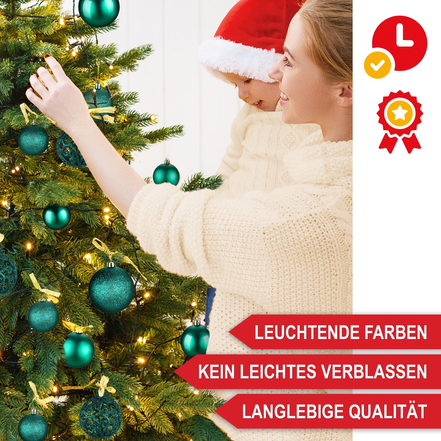 Weihnachtskugeln aus Kunststoff Christbaumschmuck Grün