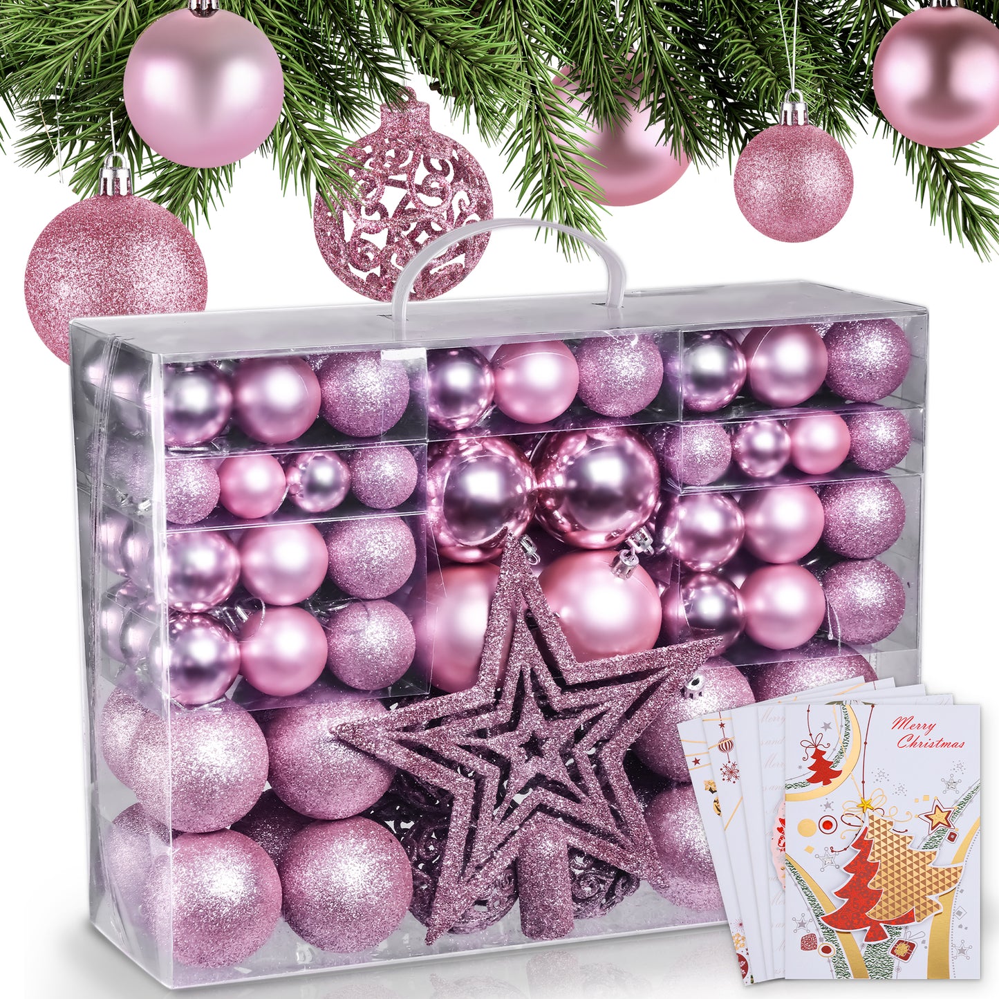 Weihnachtskugeln aus Kunststoff Christbaumschmuck Pink