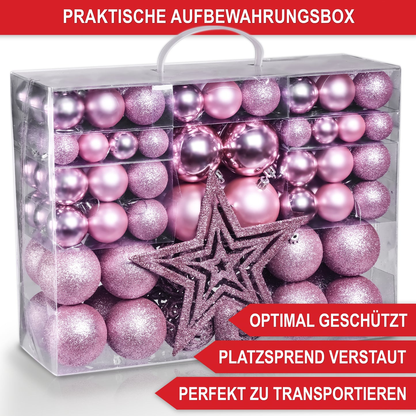 Weihnachtskugeln aus Kunststoff Christbaumschmuck Pink