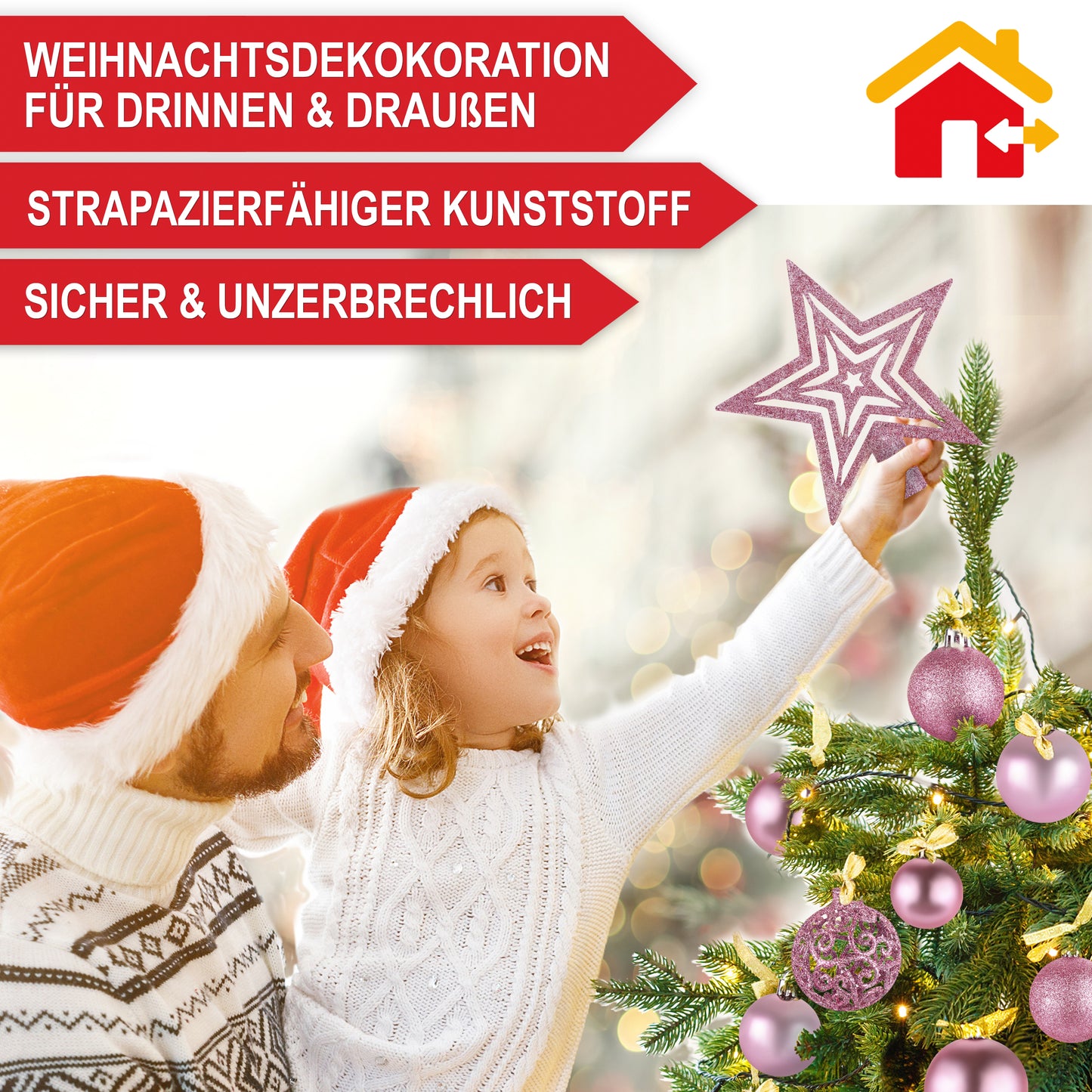 Weihnachtskugeln aus Kunststoff Christbaumschmuck Pink