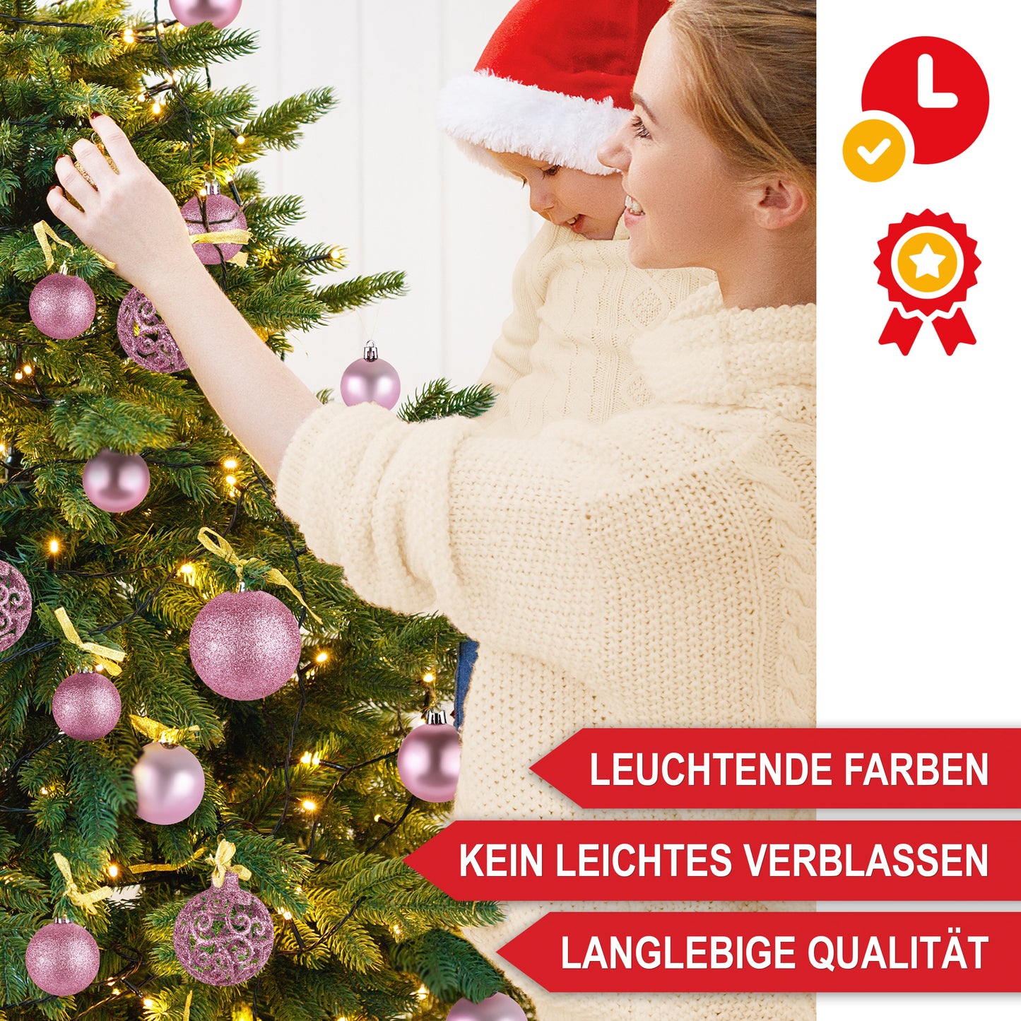 Weihnachtskugeln aus Kunststoff Christbaumschmuck Pink