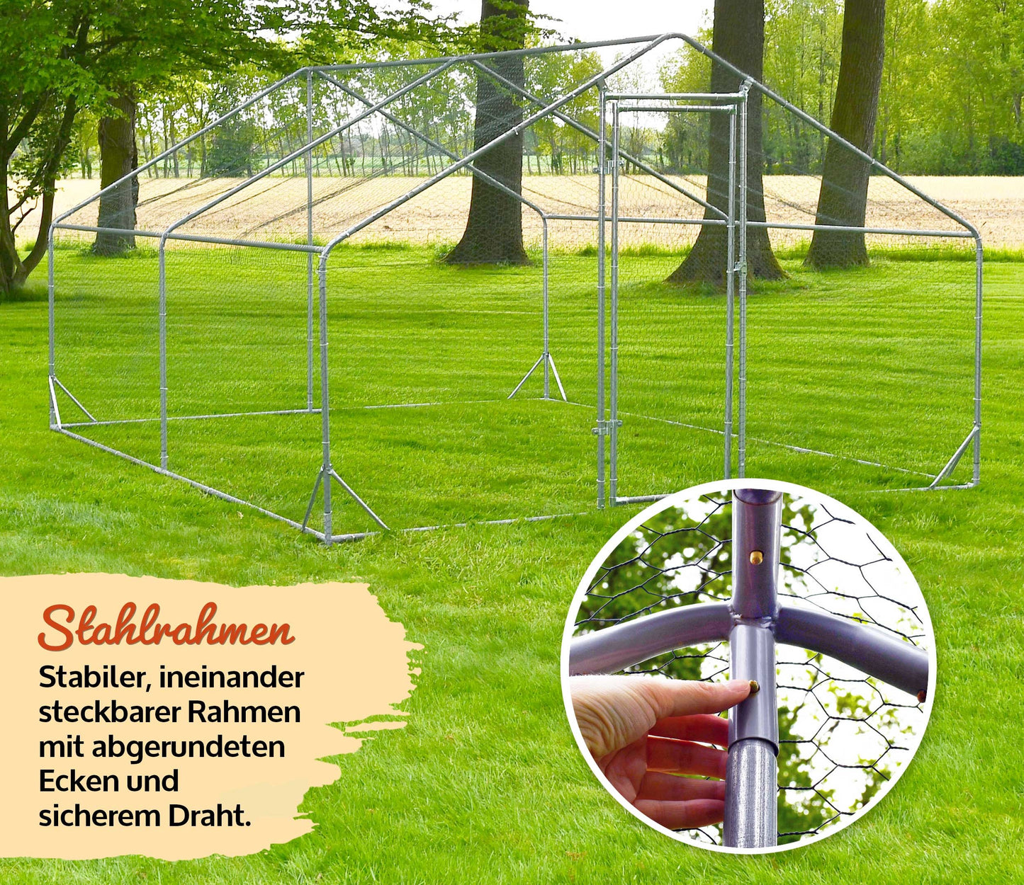 Welpenlaufstall Freilaufgehege Hundegehege Hundezwinger Hundezaun Welpenauslauf 300x200x195cm aus Metall mit Sonnendach/Regenschutz
