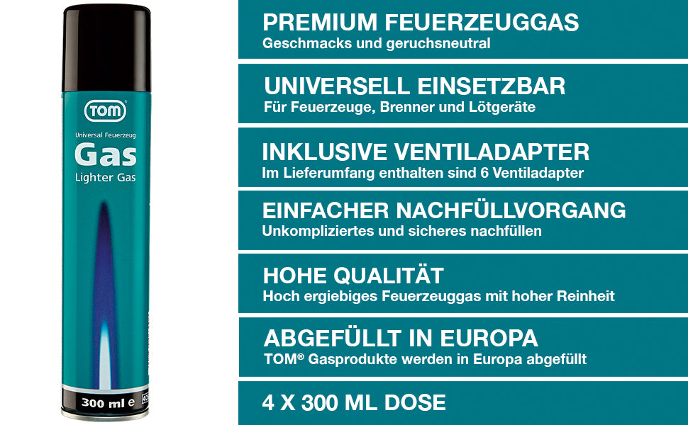 Feuerzeuggas 4 mal 300ml