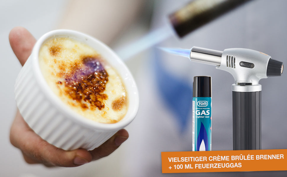 Creme Brulee Brenner inkl. 1 x 100 ml Gas Kartusche Bunsenbrenner Küchenbrenner Küche